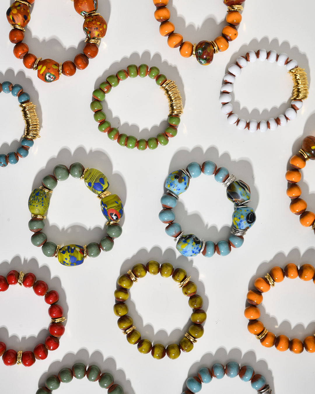 BiniBeca Terracota Bracelets Capsule Collection / Bini with Nepali Glass Bead Sky Blue