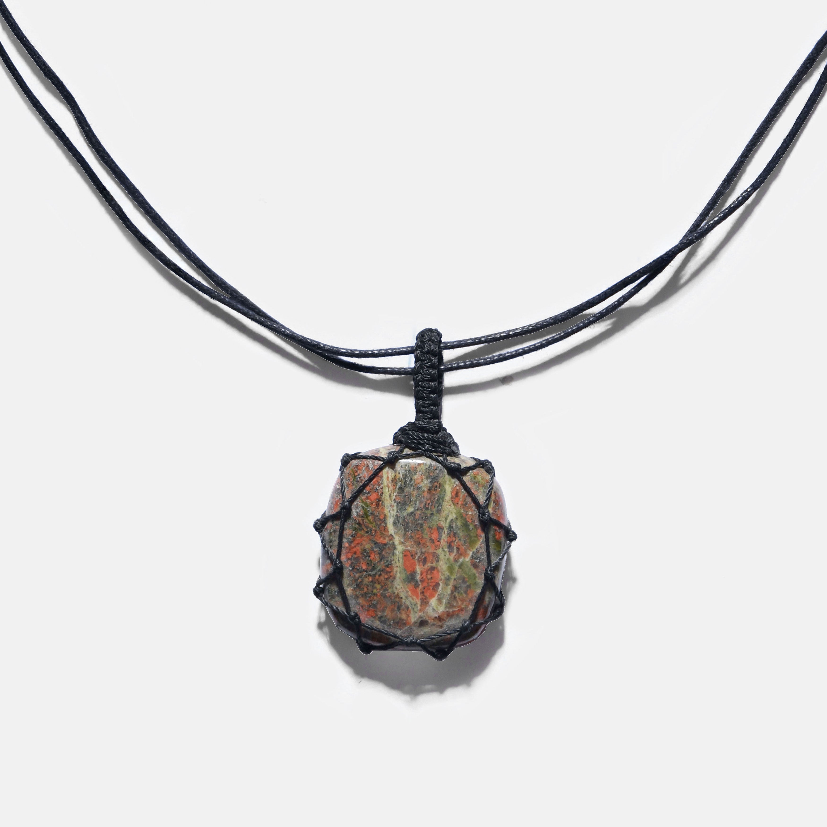 Unisex Crystal Capsule Necklaces / Unakite