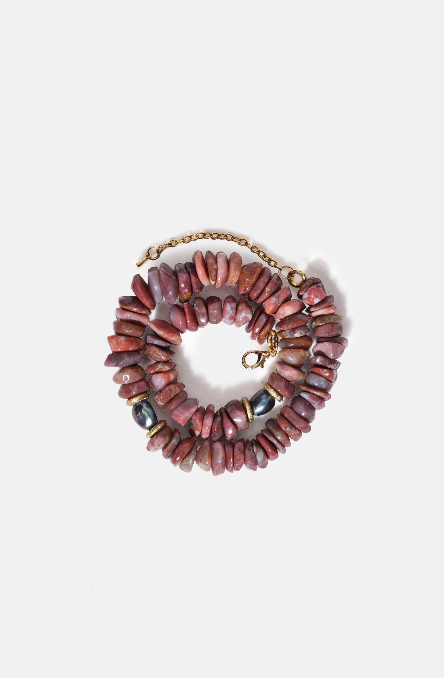 FW25 Crisp Neclace with red jasper and pearls