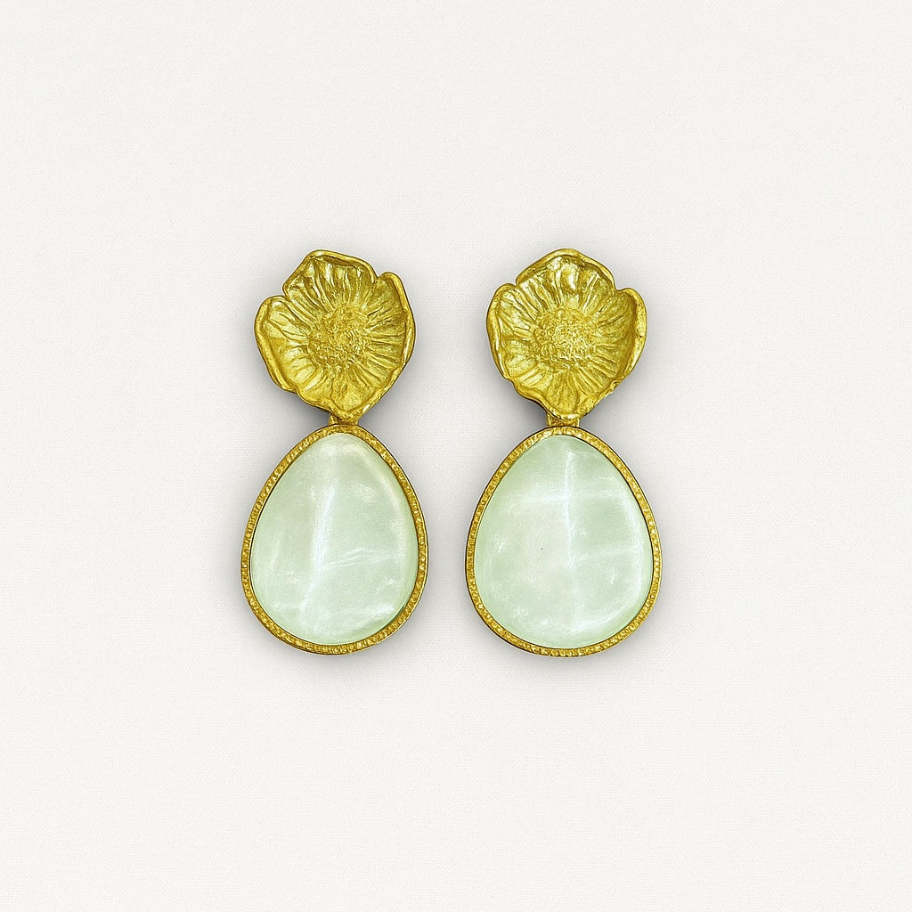 Stainless Steel and Nacre Earrings Mint