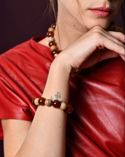 Bracelet Bini en jaspe mat et cornaline