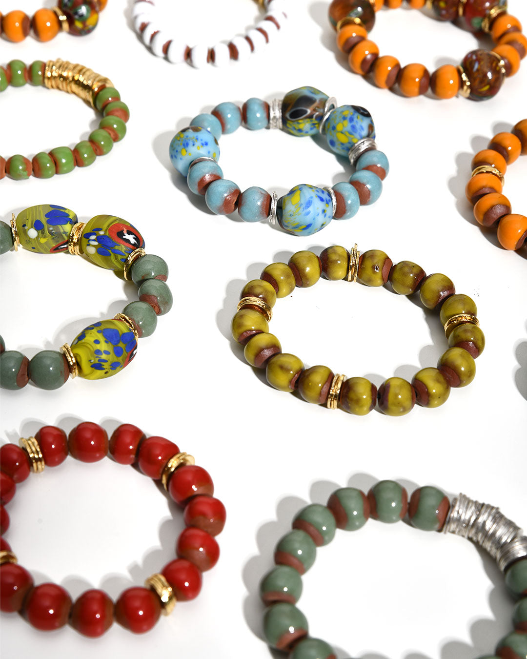 BiniBeca Terracota Bracelets Capsule Collection / Bini with Nepali Glass Bead Sky Blue