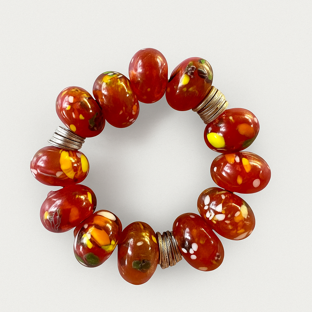 Indonesian Glass Rondelle Bracelet