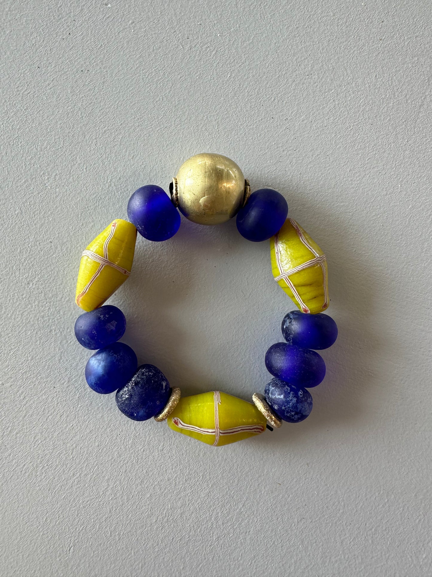 FW25 Brass Hero Bracelet with Blue/Yellow glass