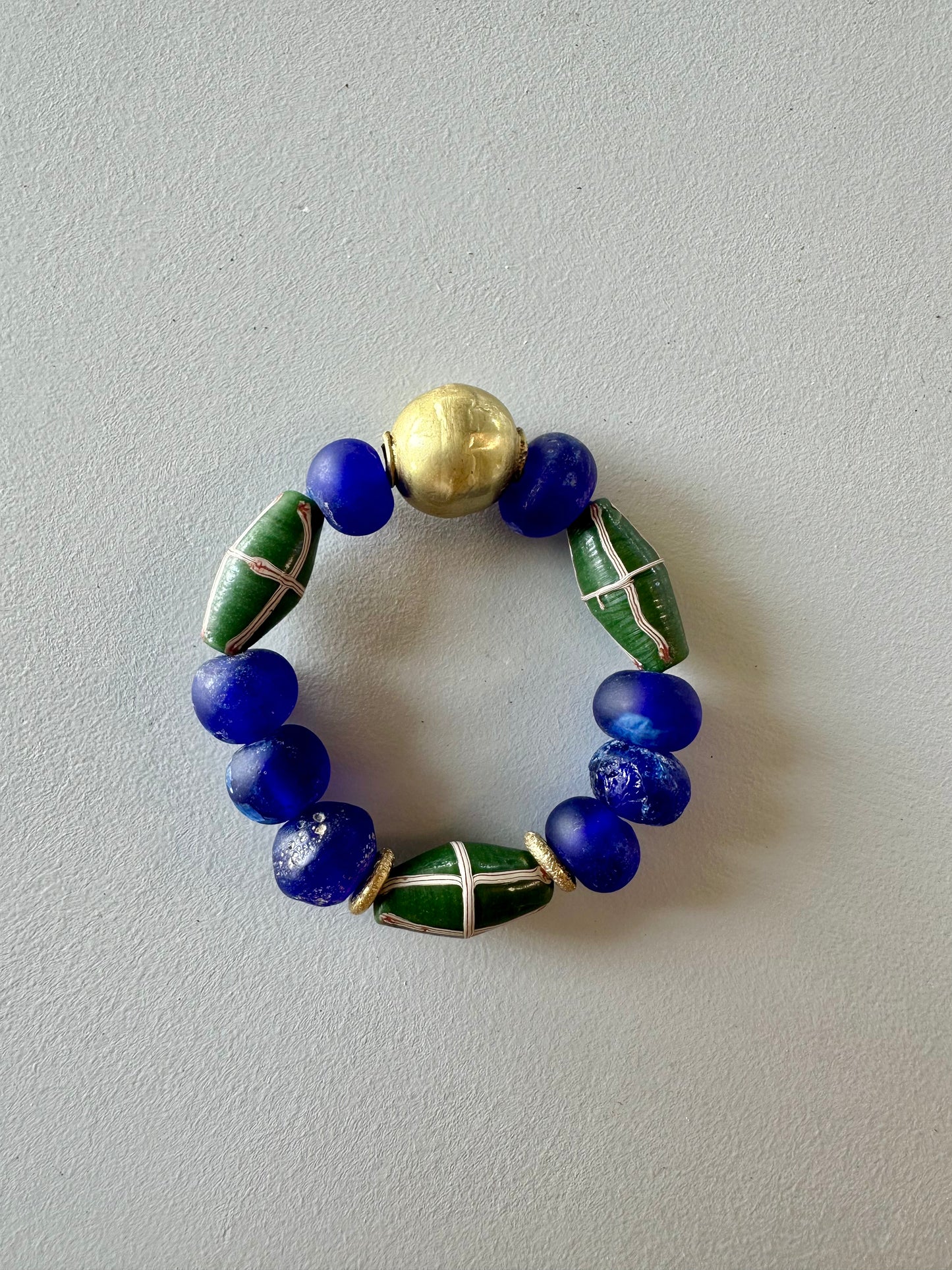 FW25 Brass Hero Bracelet with Blue/Green glass