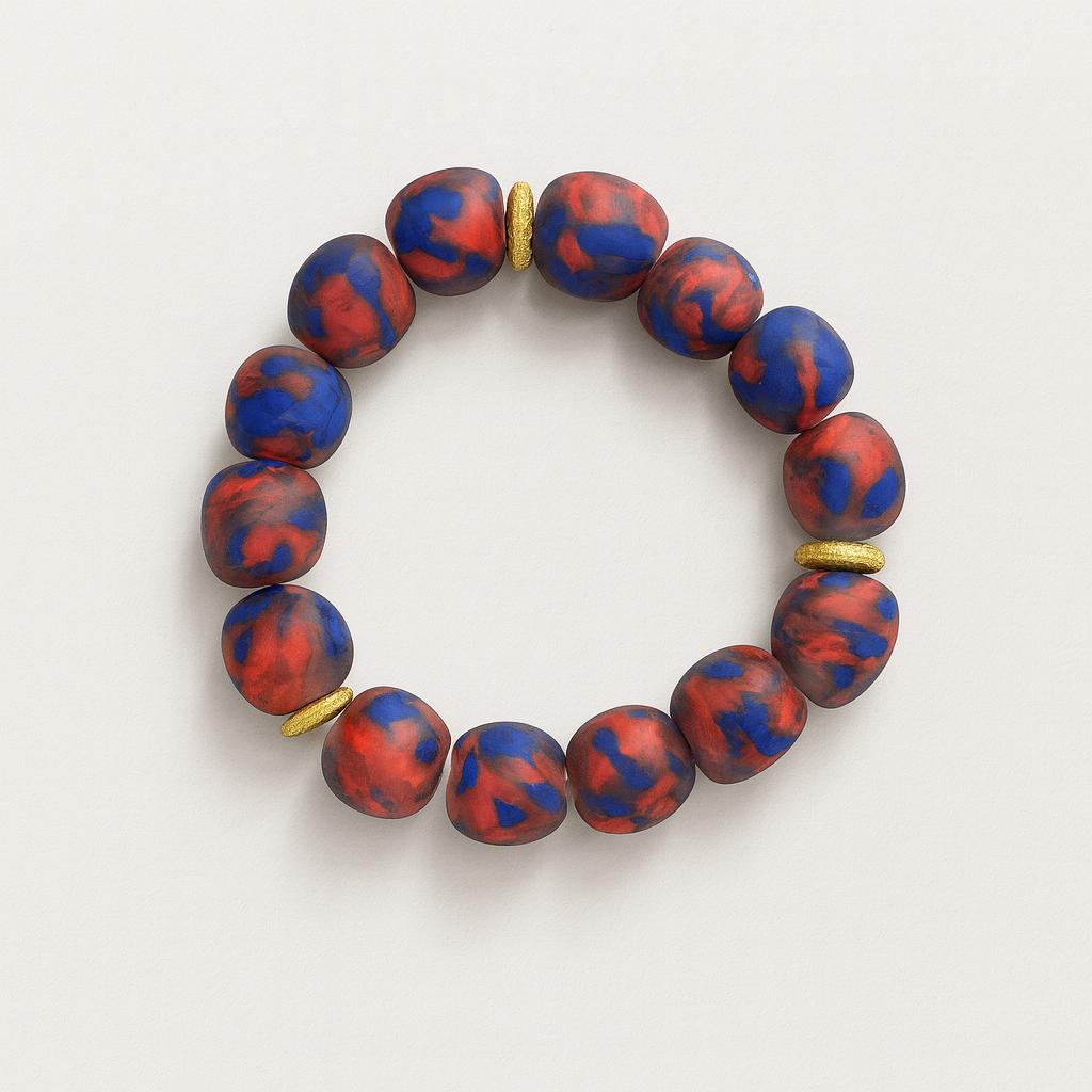 Recycled Glass Bracelet in Blue-Red