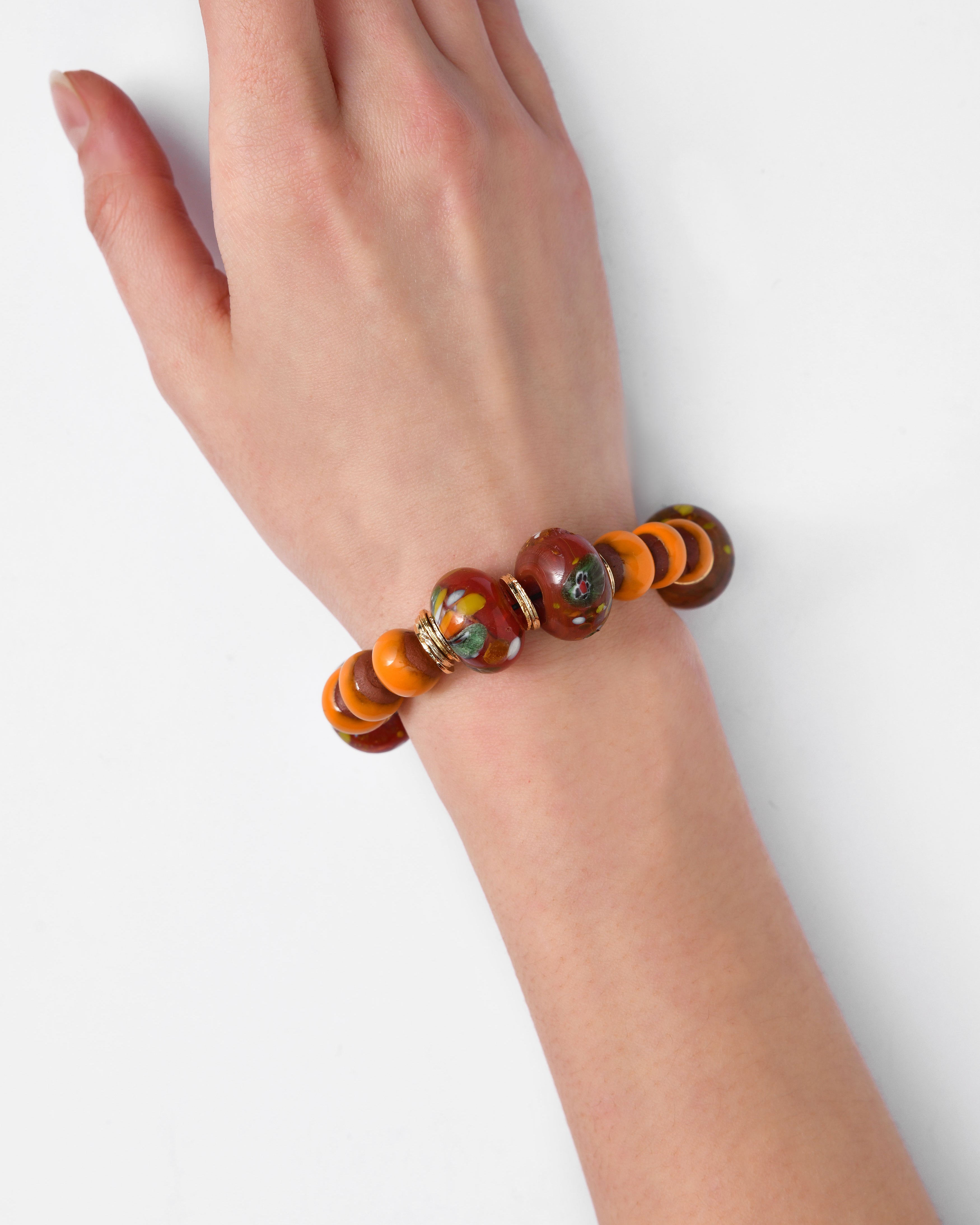 Bracelets BiniBeca Terracota, collection capsule / Bini avec perle de verre népalaise jaune