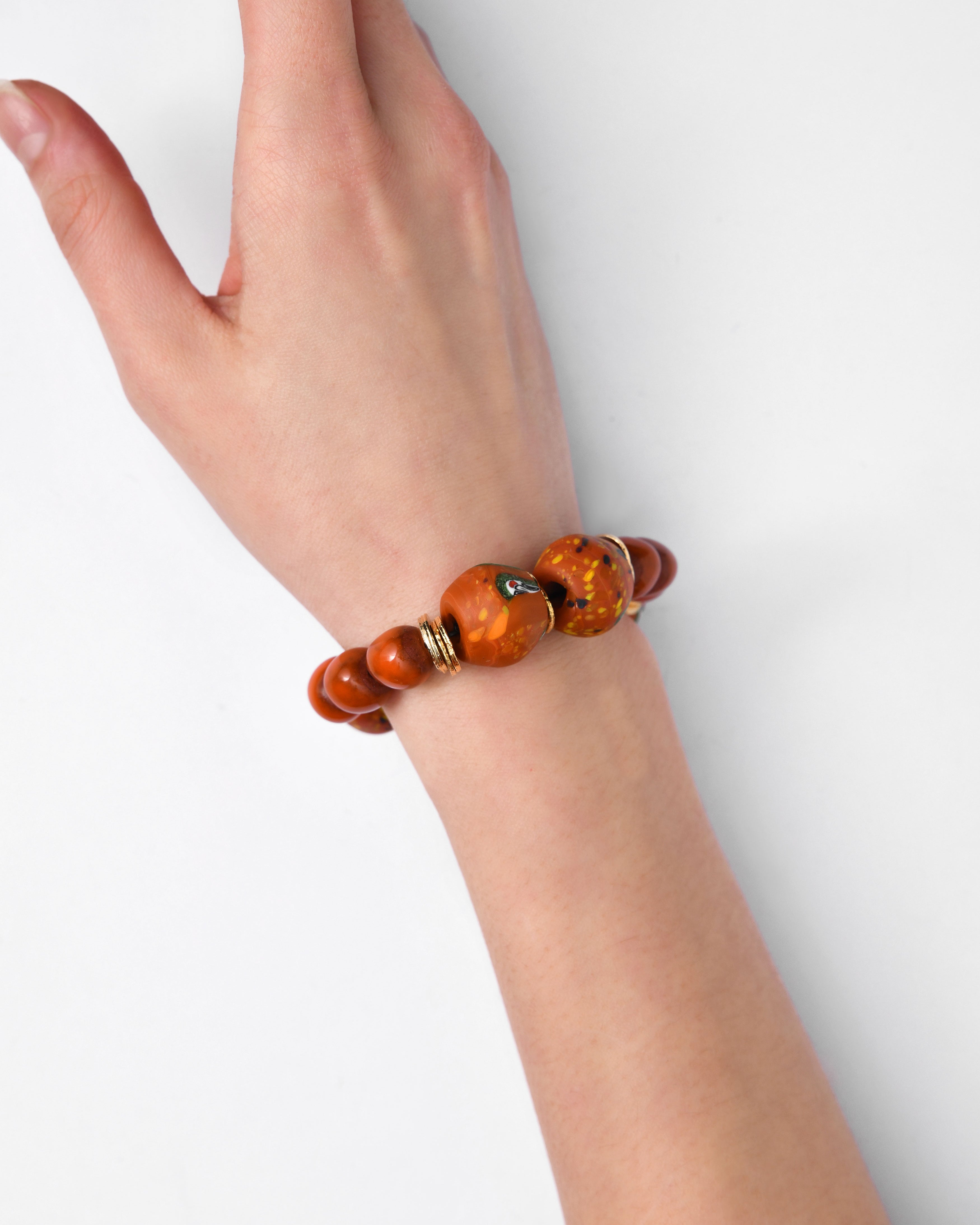 Bracelets BiniBeca Terracota, collection capsule / Bini avec perle de verre népalaise orange