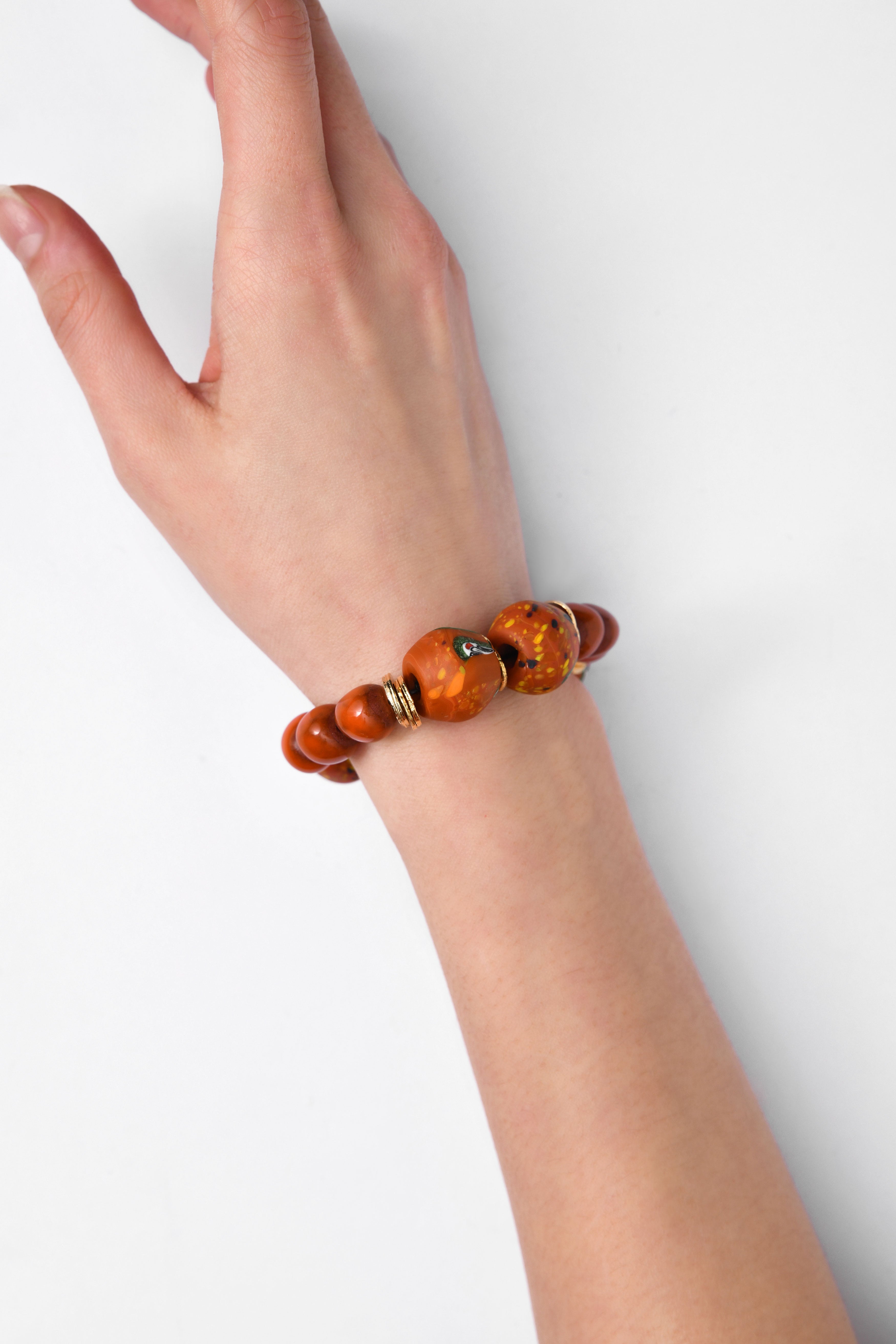 BiniBeca Terracota Bracelets Capsule Collection / Bini with Nepali Glass Bead Orange