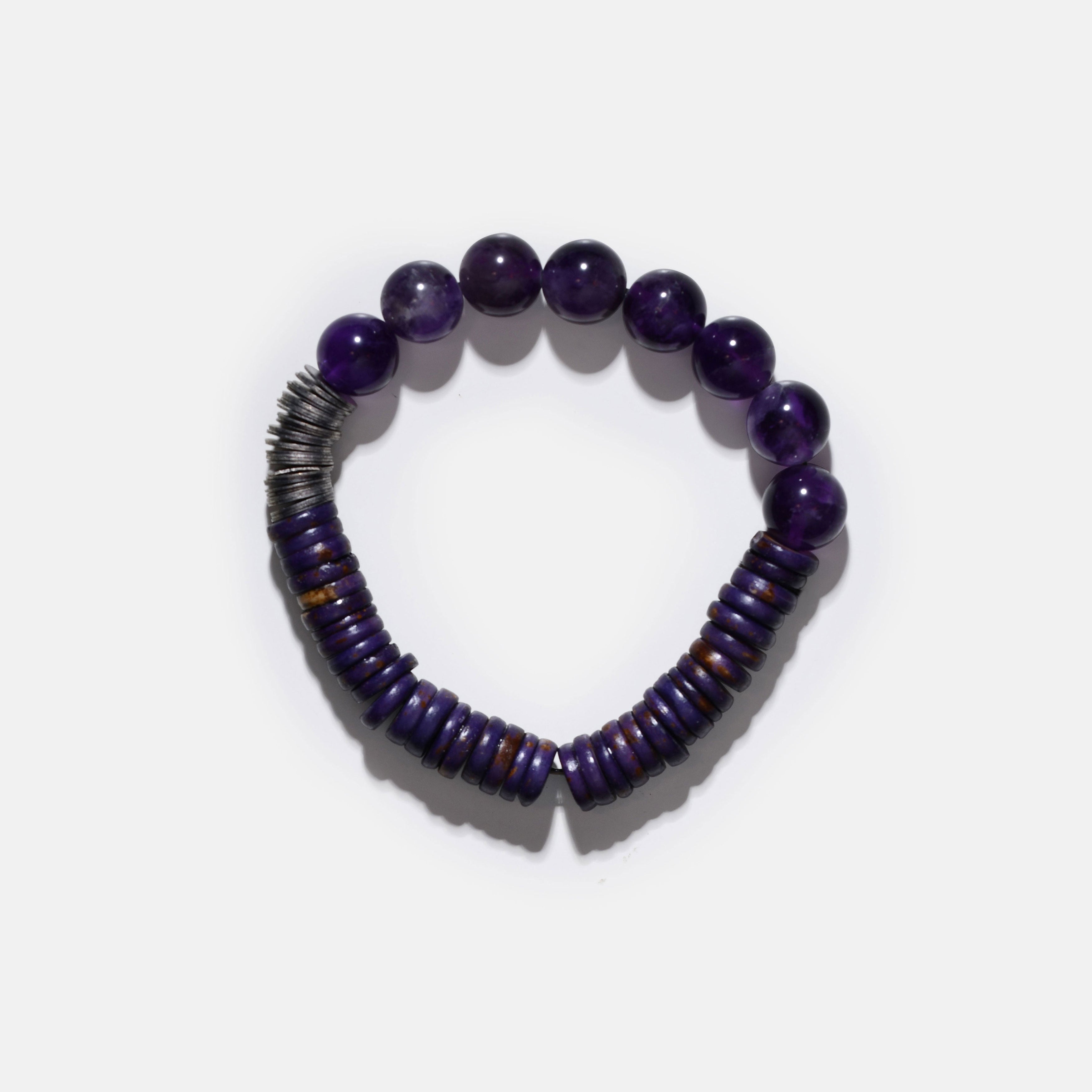 Amethyst with Bone Bini Bracelet