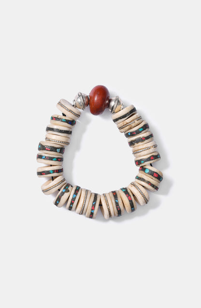 Large Cream Mala bracelets with Moroccan Resin Hero Bead / Resort 2024