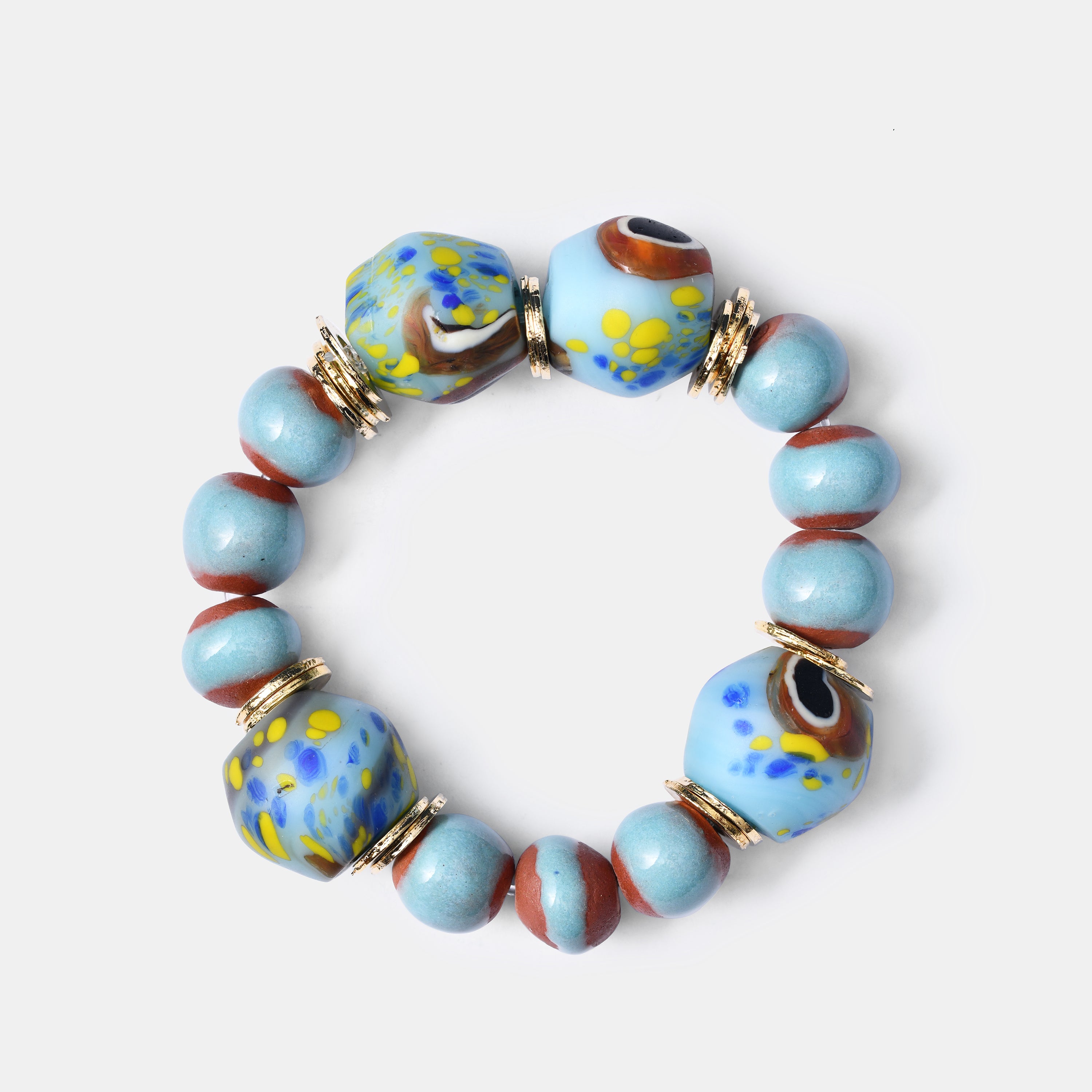 BiniBeca Terracota Bracelets Capsule Collection / Bini with Nepali Glass Bead Sky Blue