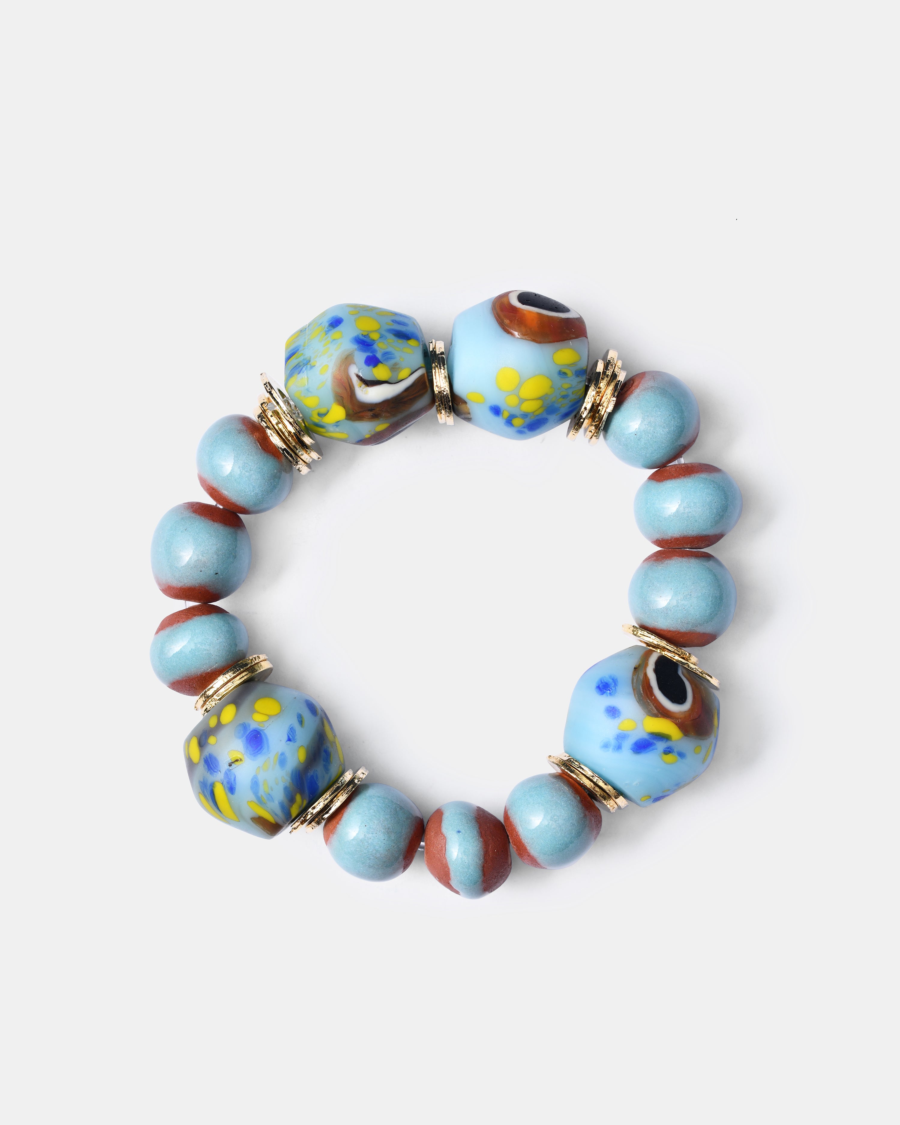 BiniBeca Terracota Bracelets Capsule Collection / Bini with Nepali Glass Bead Sky Blue