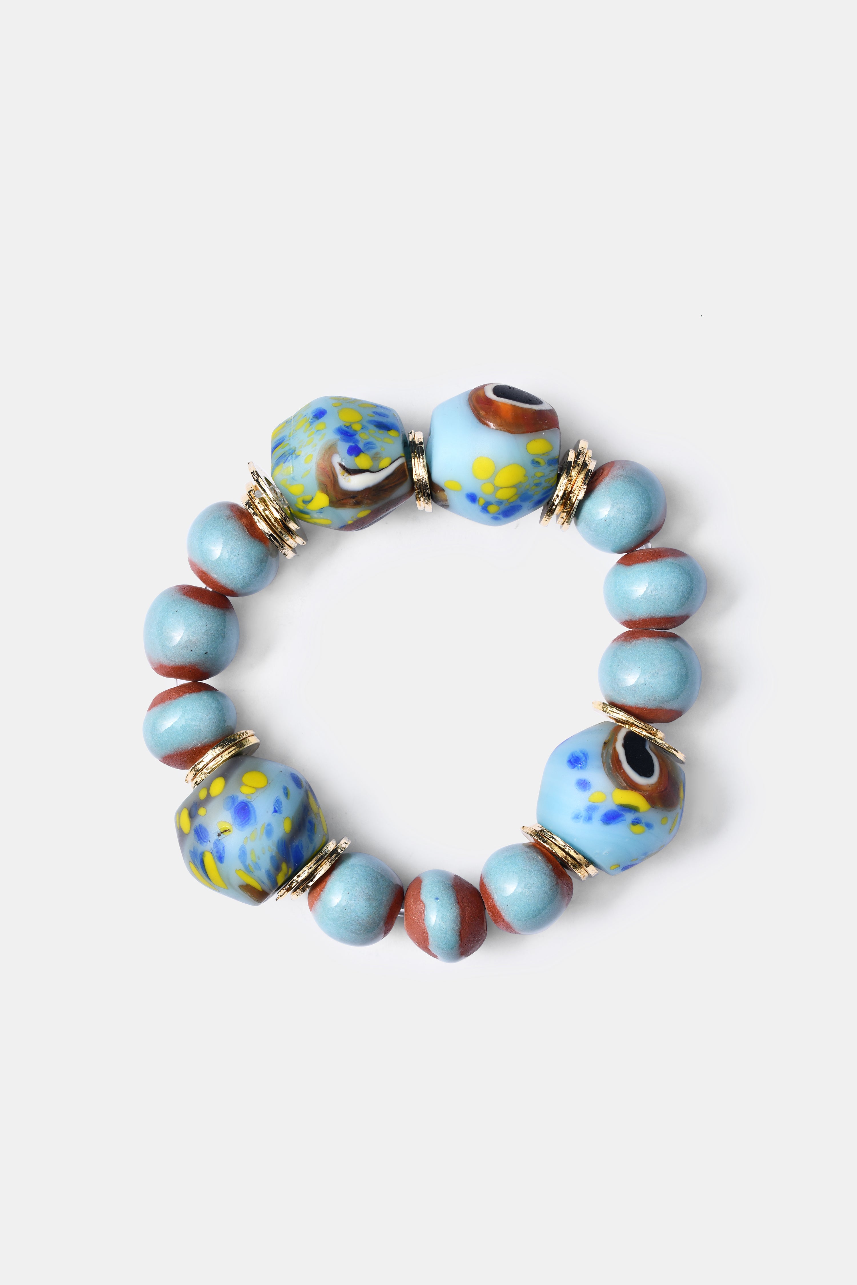 BiniBeca Terracota Bracelets Capsule Collection / Bini with Nepali Glass Bead Sky Blue