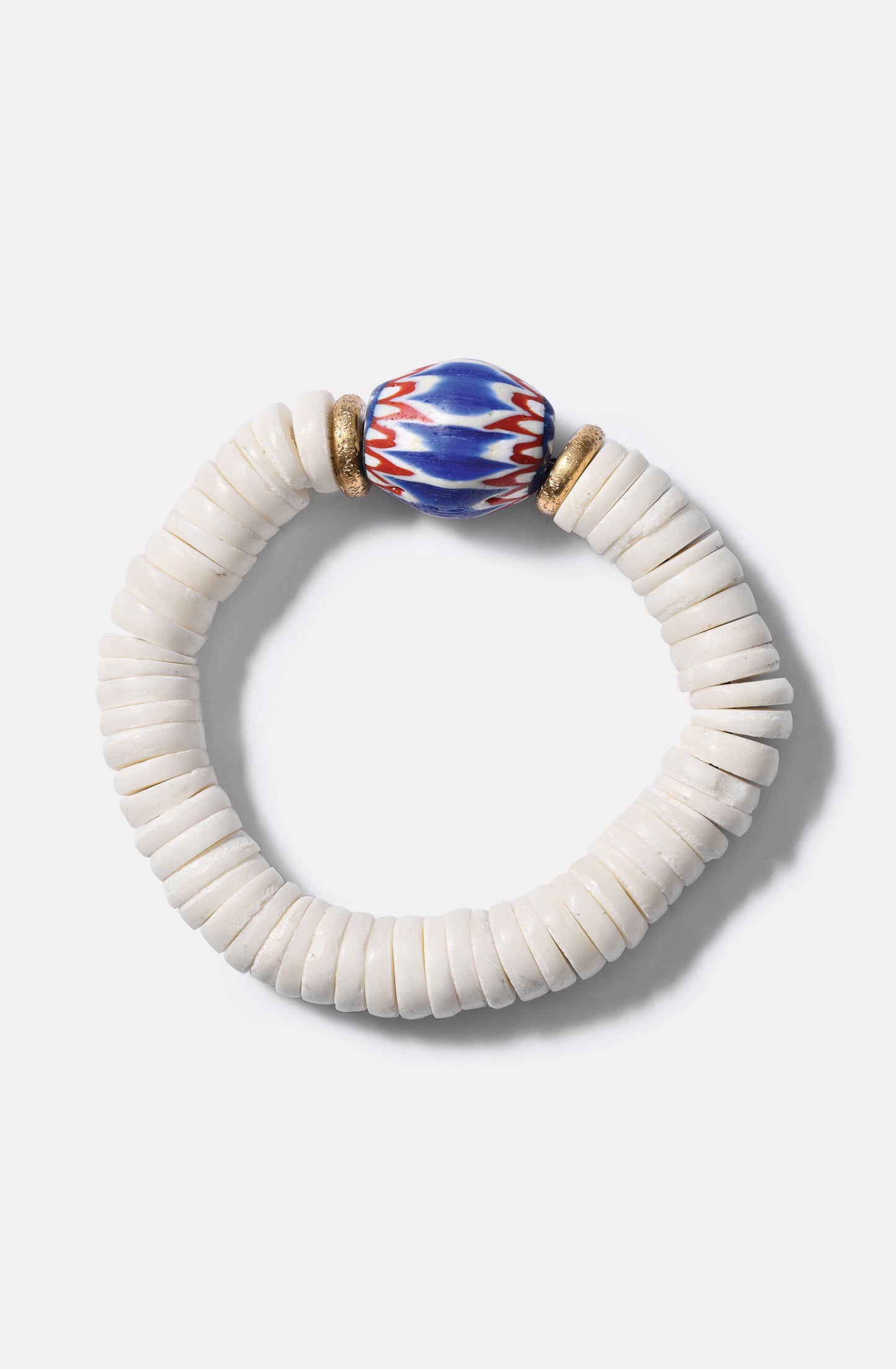 White Heishi Beads with Chevron Hero Bracelet / SS24