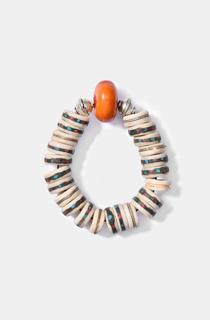 Large Cream Mala bracelets with Moroccan Resin Hero Bead / Resort 2024