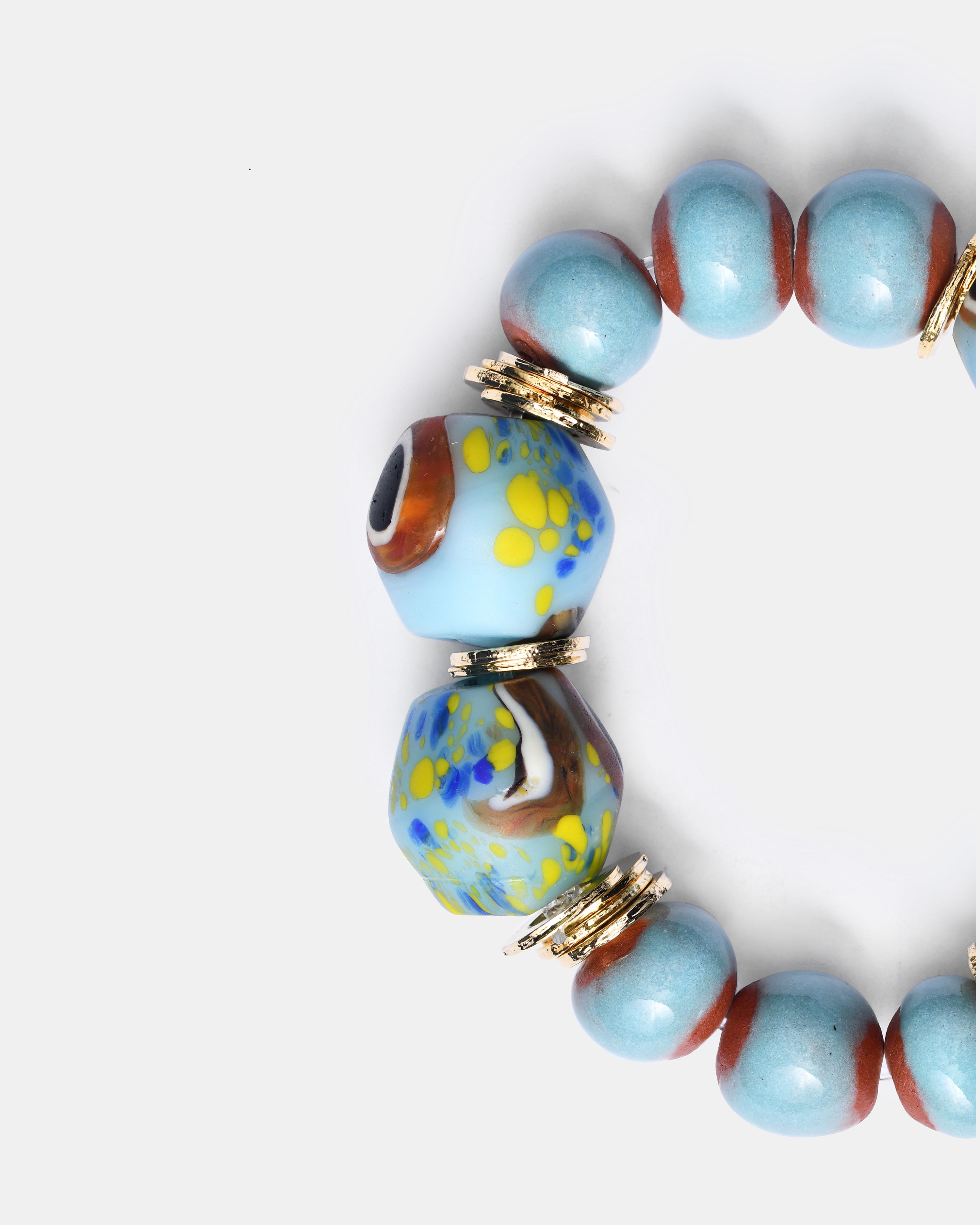 BiniBeca Terracota Bracelets Capsule Collection / Bini with Nepali Glass Bead Sky Blue