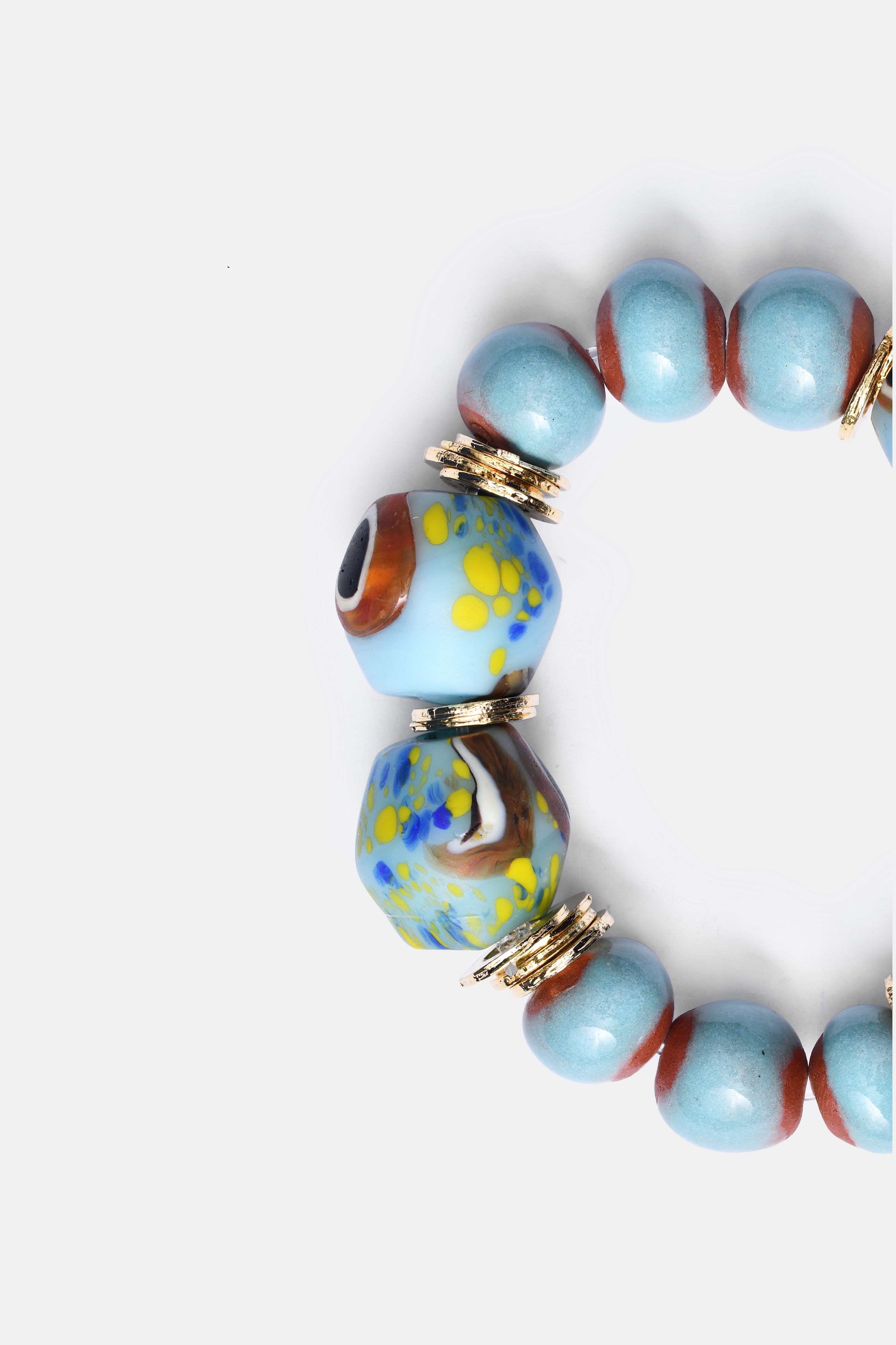 BiniBeca Terracota Bracelets Capsule Collection / Bini with Nepali Glass Bead Sky Blue