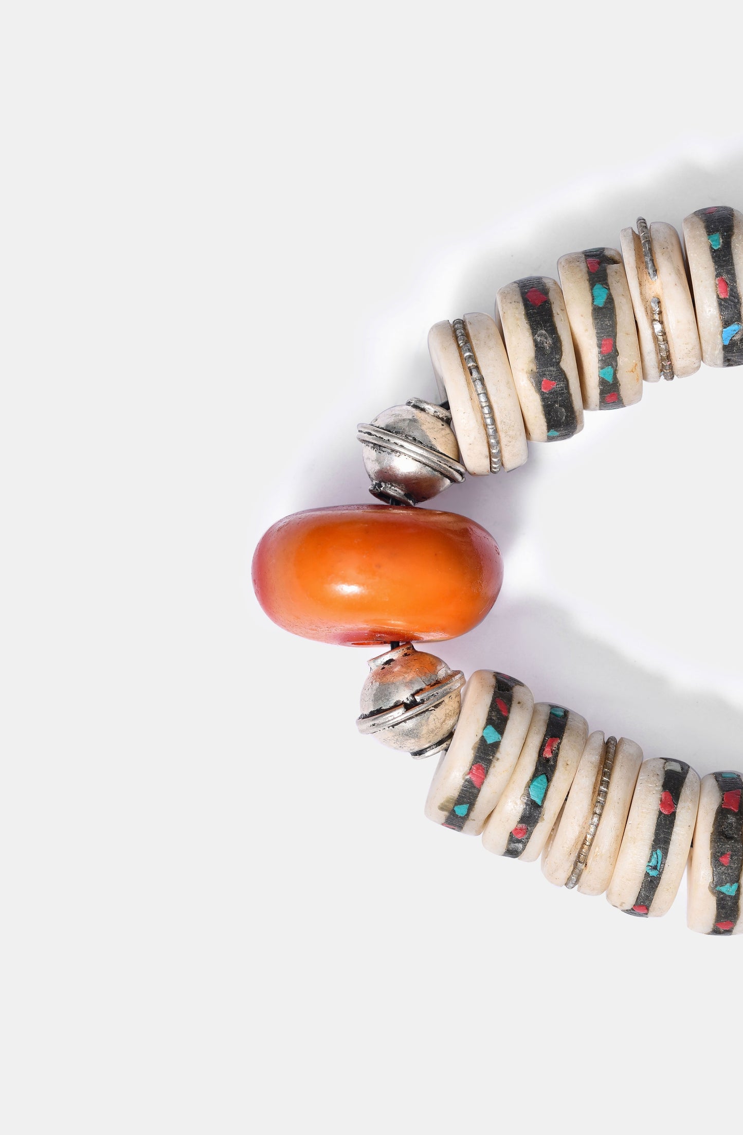 Large Cream Mala bracelets with Moroccan Resin Hero Bead / Resort 2024