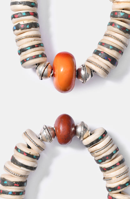 Large Cream Mala bracelets with Moroccan Resin Hero Bead / Resort 2024