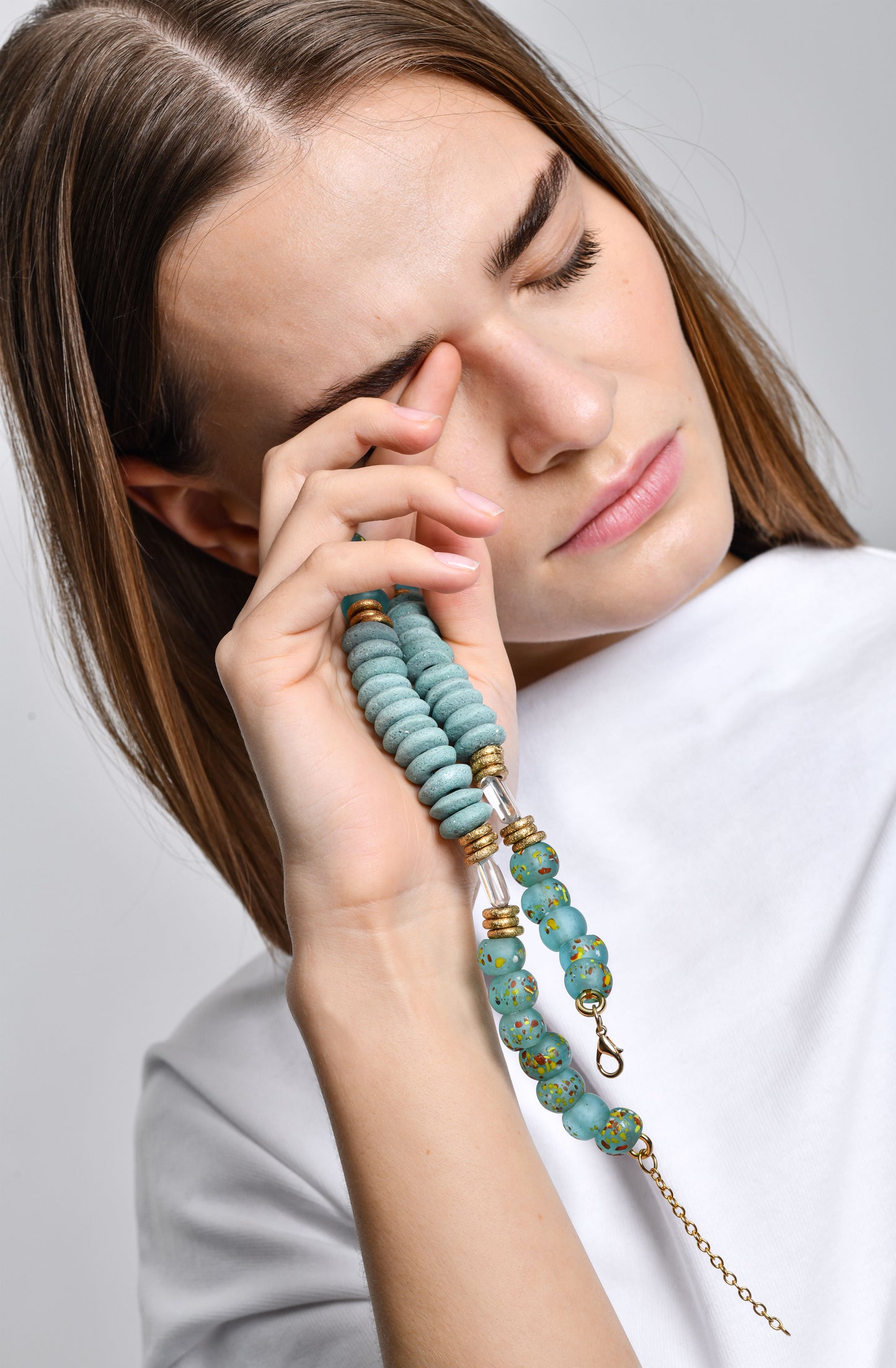 The Sprinkle Bini in Minty Turquoise Necklace / SS24