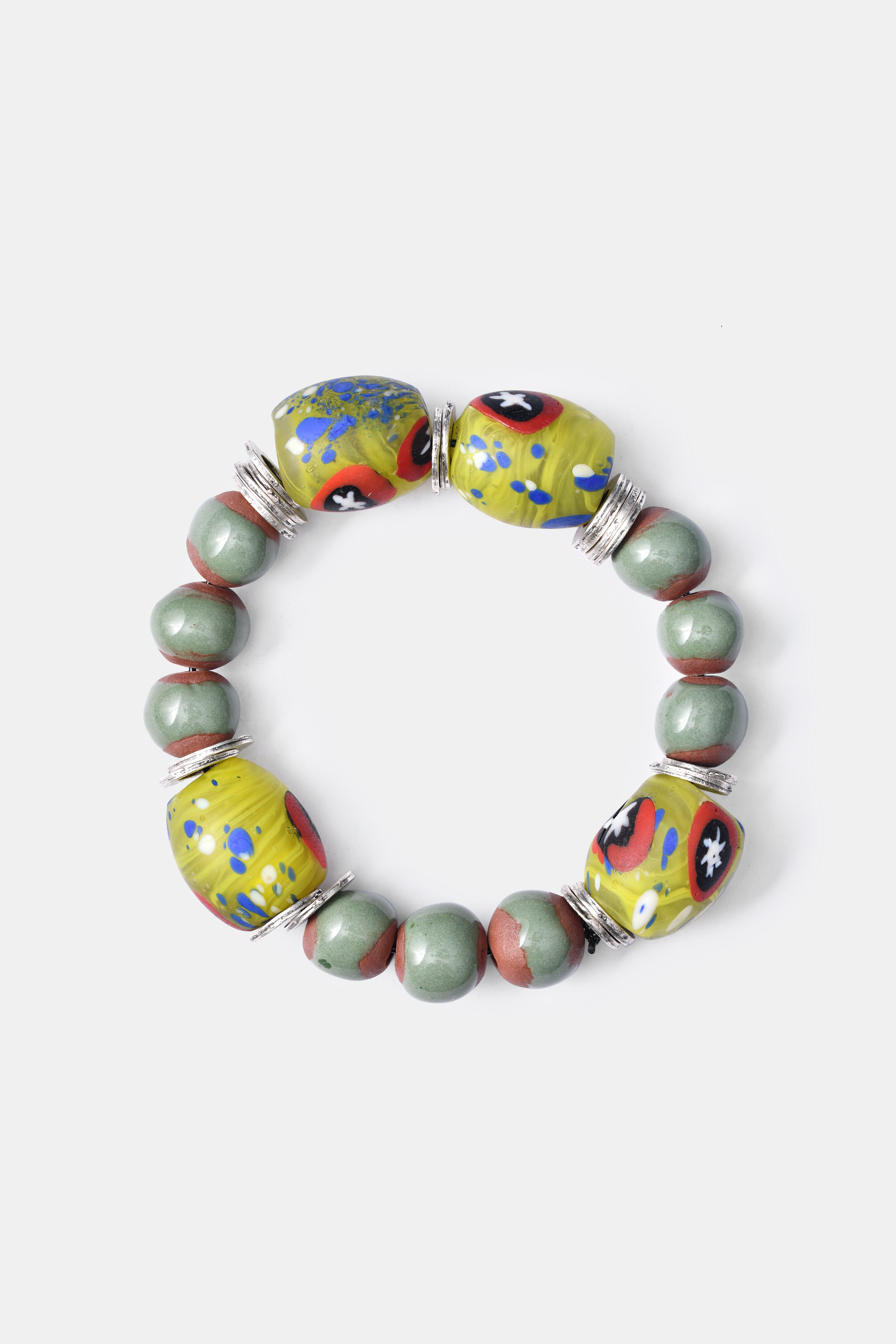 BiniBeca Terracota Bracelets Capsule Collection / Bini with Nepali Glass Bead Minty Green /