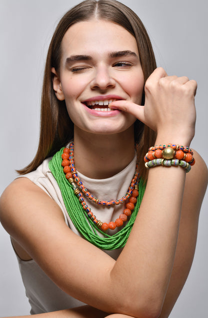 The Sprinkle Bini in Bright Orange Necklace / SS24