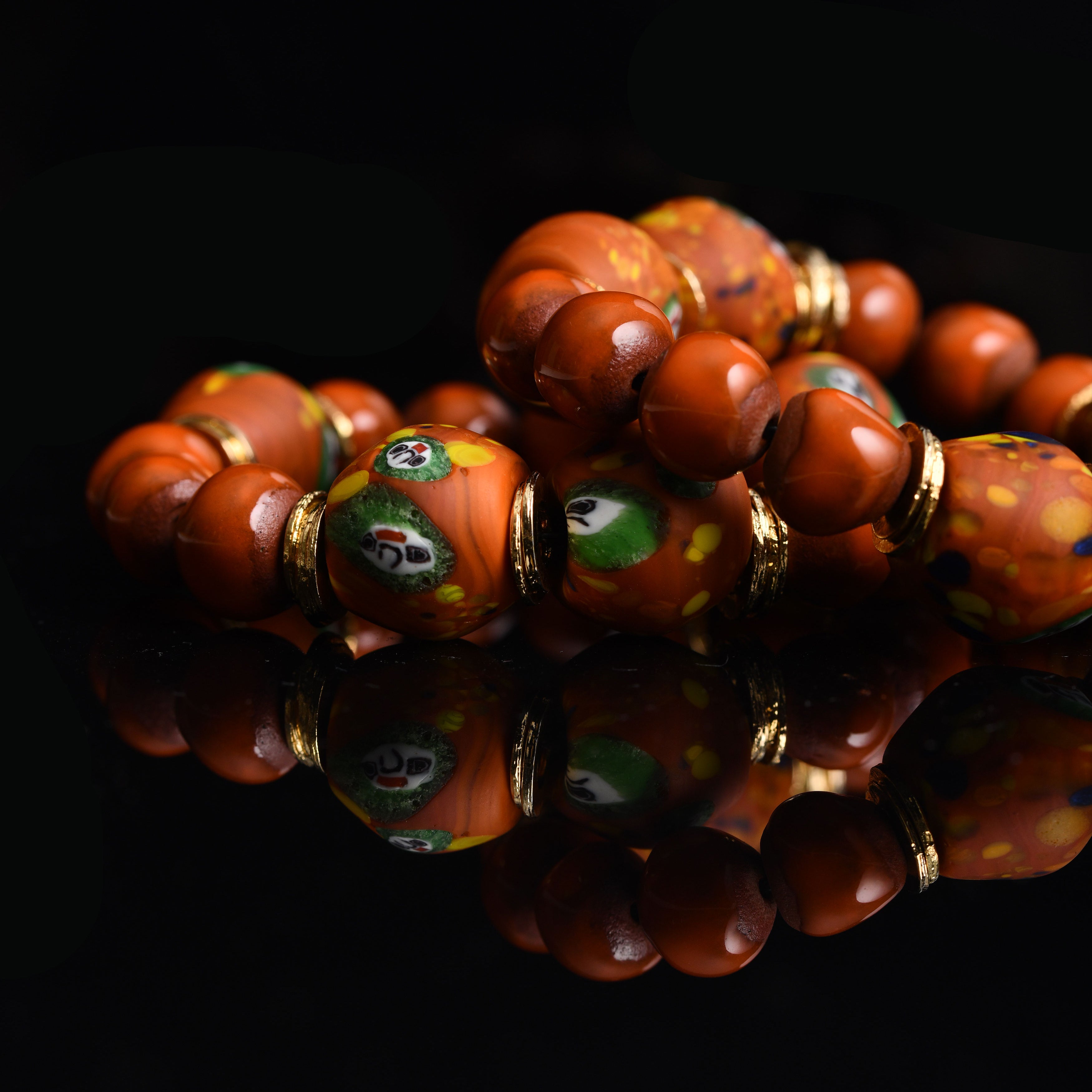 BiniBeca Terracota Bracelets Capsule Collection / Bini with Nepali Glass Bead Orange