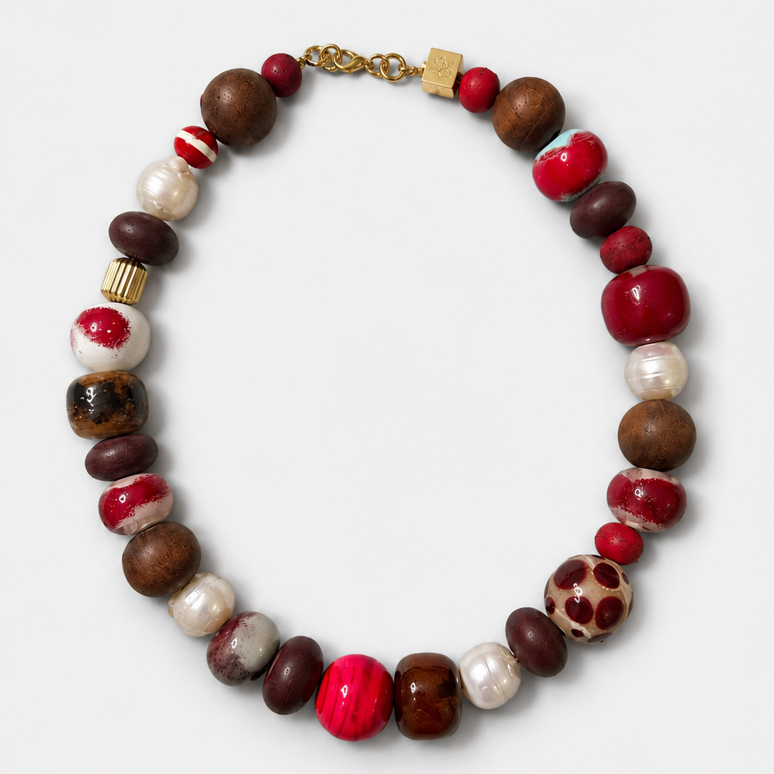 Velia Necklace in Red