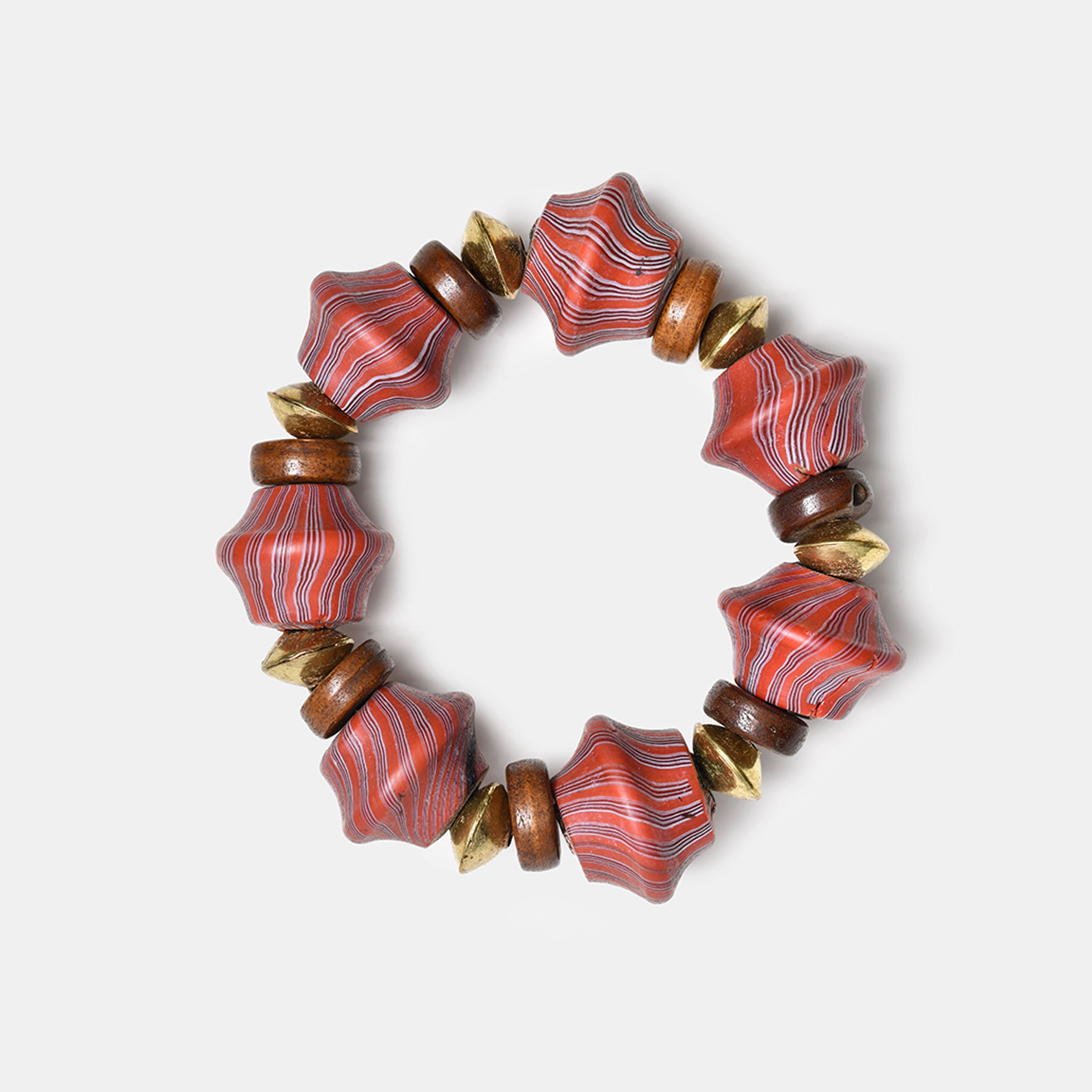Burgundy Striped Glass Bracelet