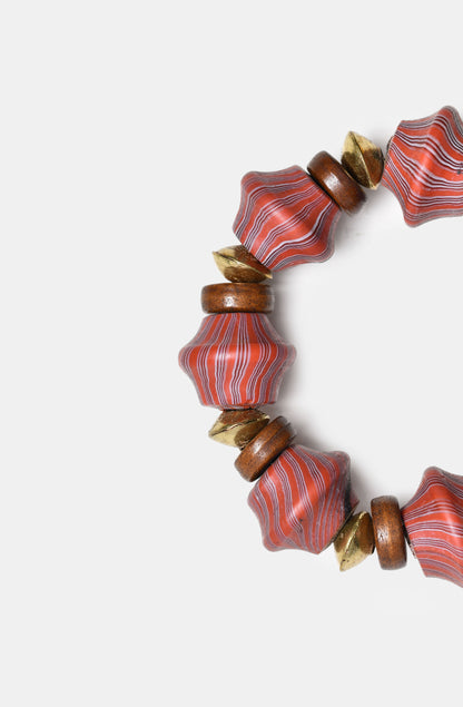 Burgundy Striped Glass Bracelet