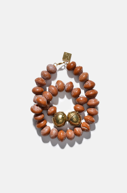 Mitjana Necklace with Caramel Recycled Glass Beads