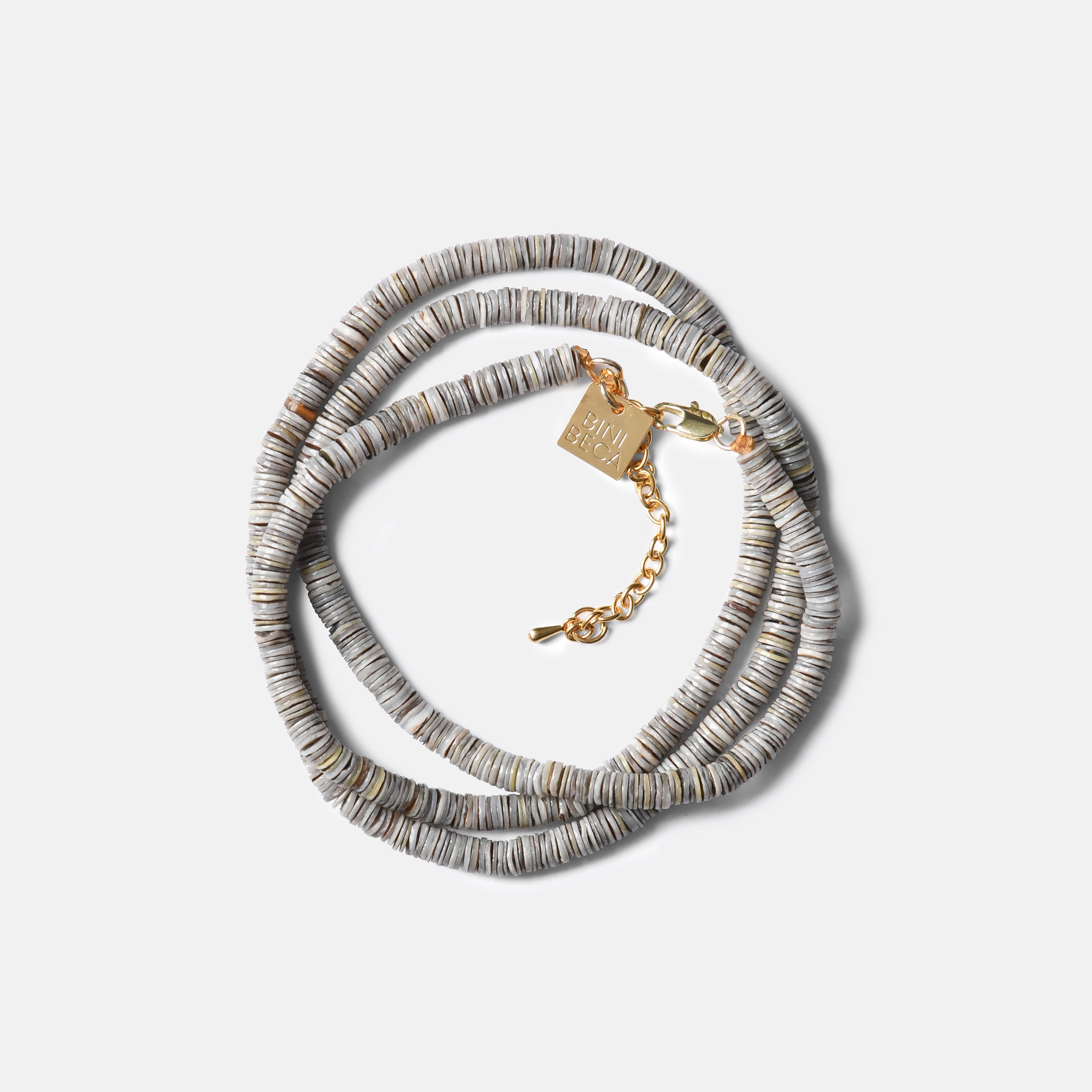 Gray Shell Heishi Beads Necklace
