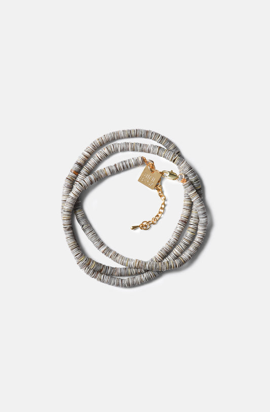 Gray Shell Heishi Beads Necklace