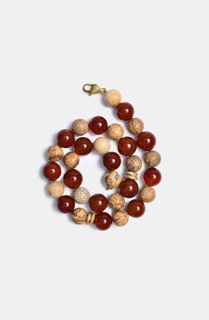 Matte Jasper and Carnelian Bini Necklace