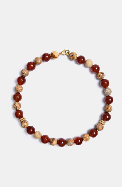 Matte Jasper and Carnelian Bini Necklace