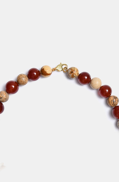 Matte Jasper and Carnelian Bini Necklace