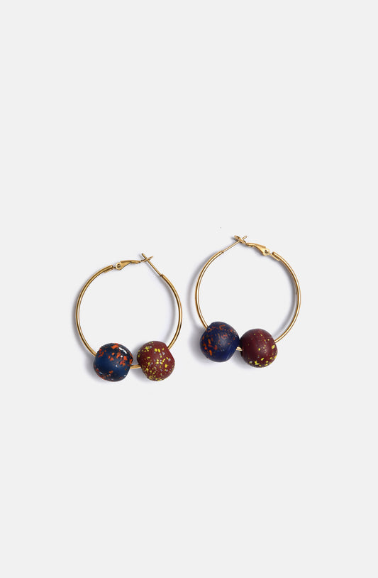 Stainless Steel Hoops with Indonesian Glass Beads