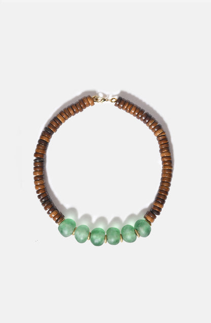 FW25 Bone and Green Glass Collier