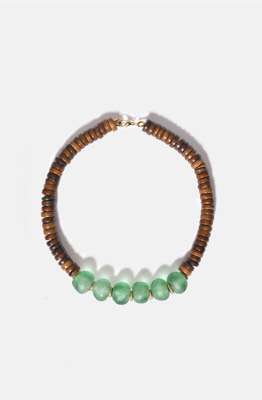 FW25 Bone and Green Glass Collier