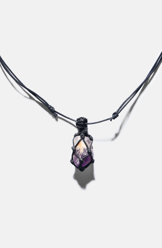 Unisex Crystal Capsule Necklaces / Raw Amethyst