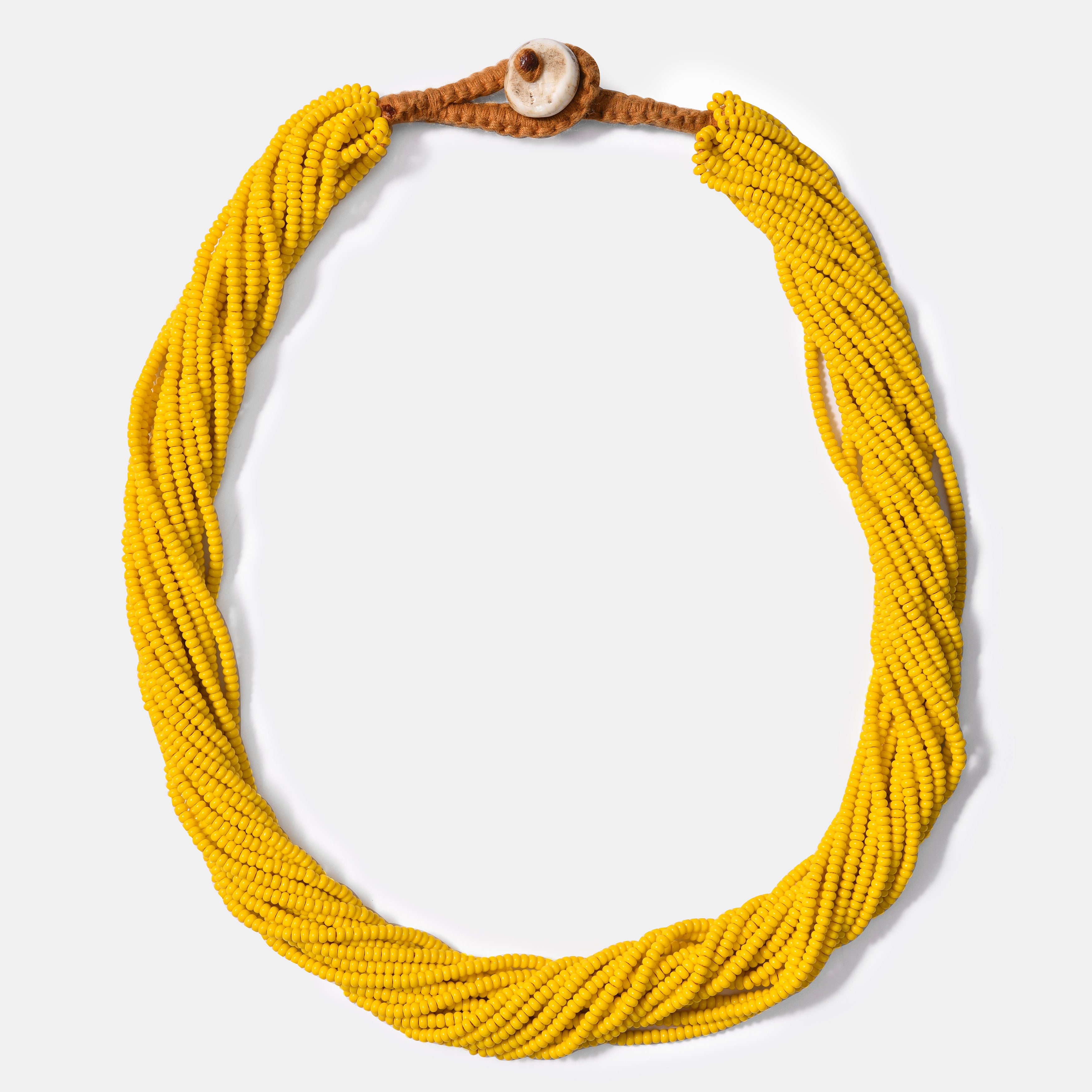 Maasai Glass Beads Multi Strand Necklaces / Yellow/ SS24