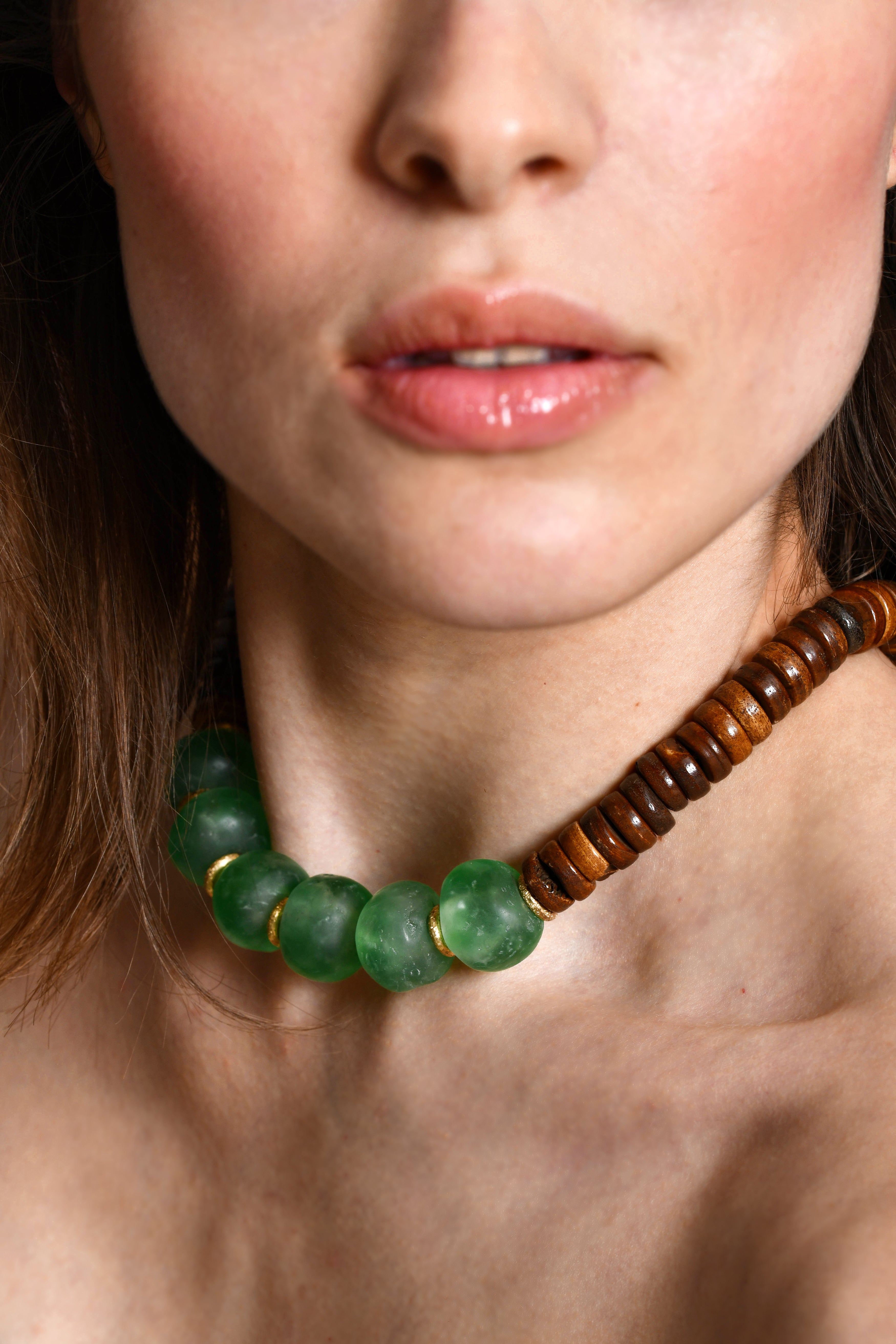 FW25 Bone and Green Glass necklace