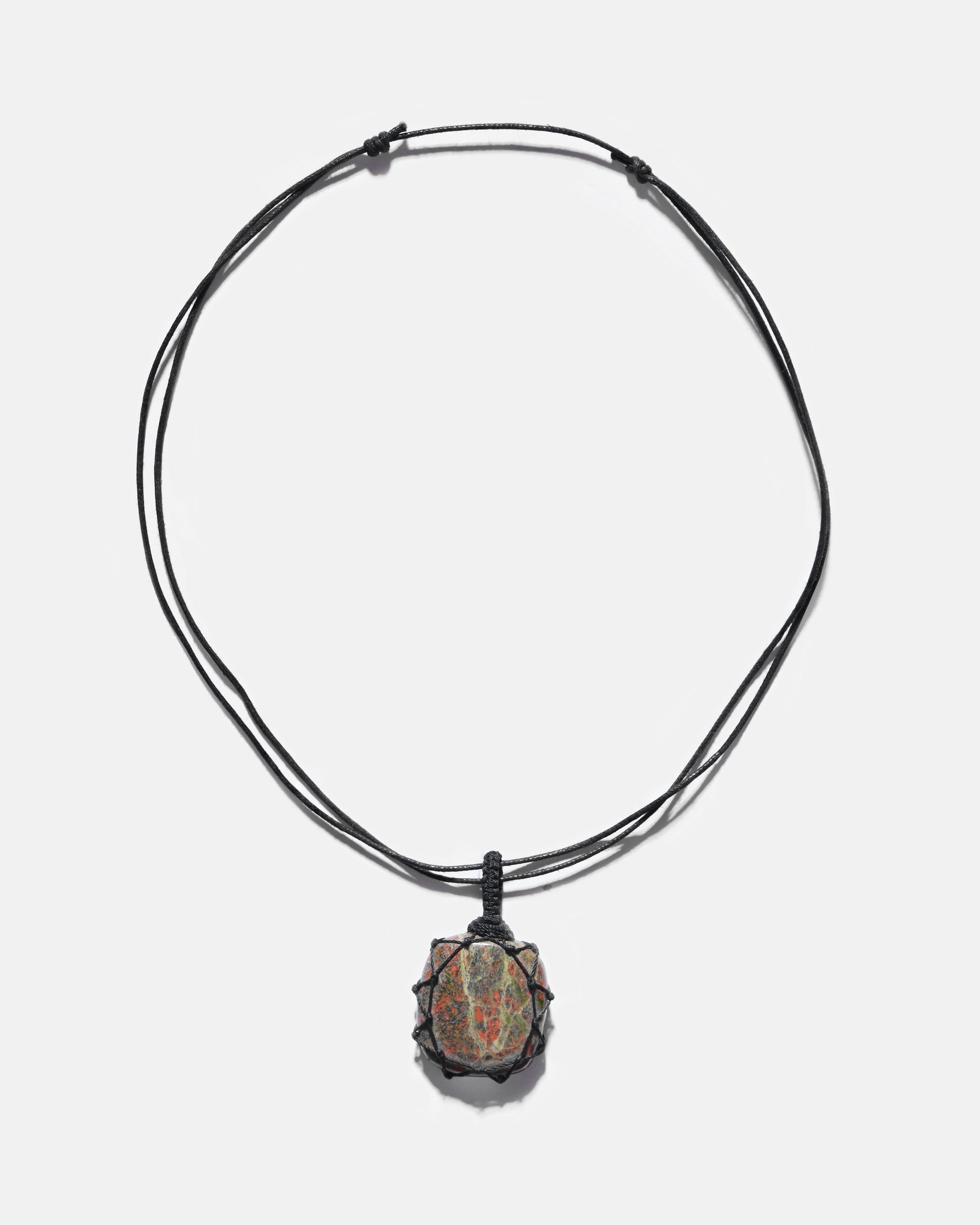 Unisex Crystal Capsule Necklaces / Unakite