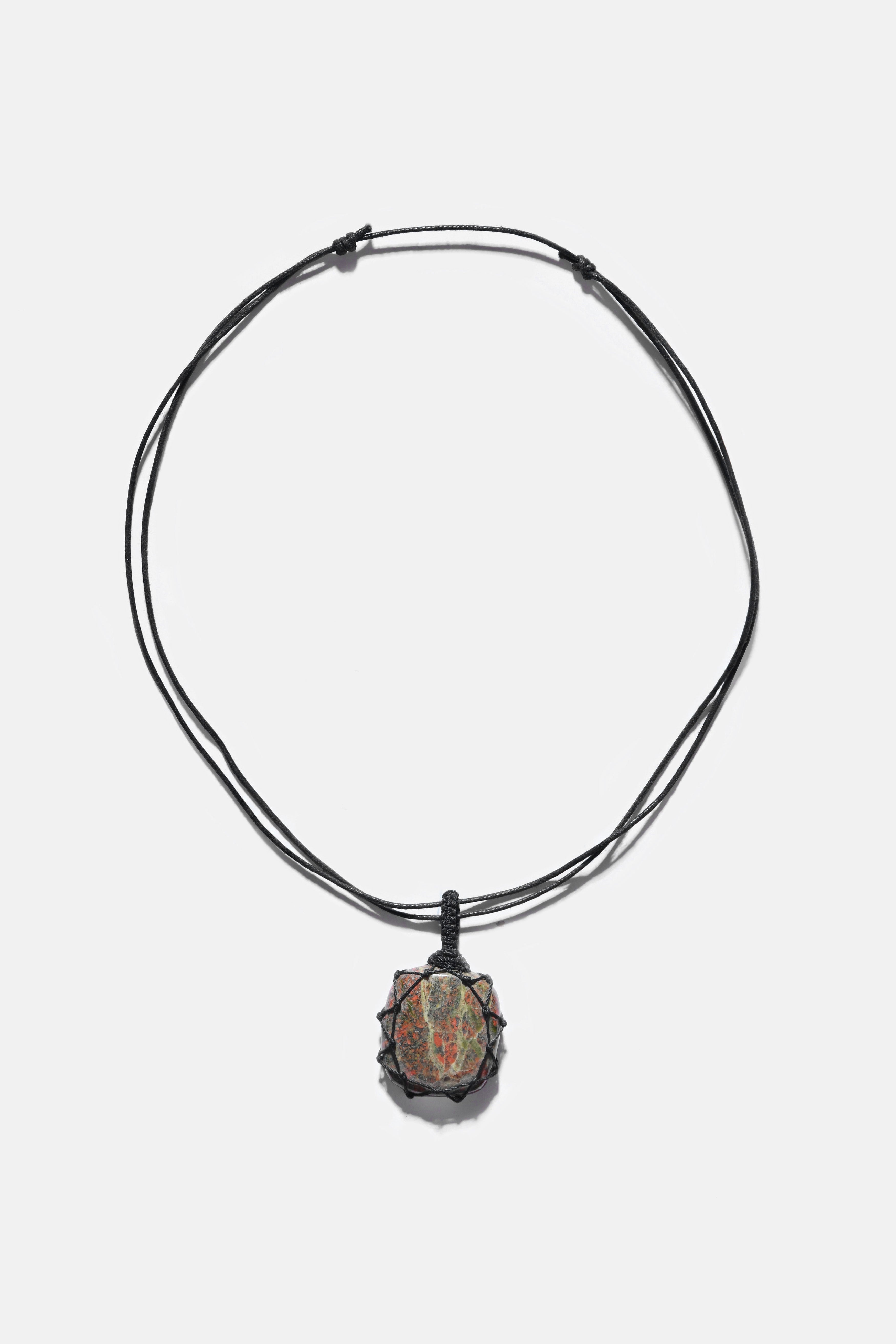 Unisex Crystal Capsule Necklaces / Unakite