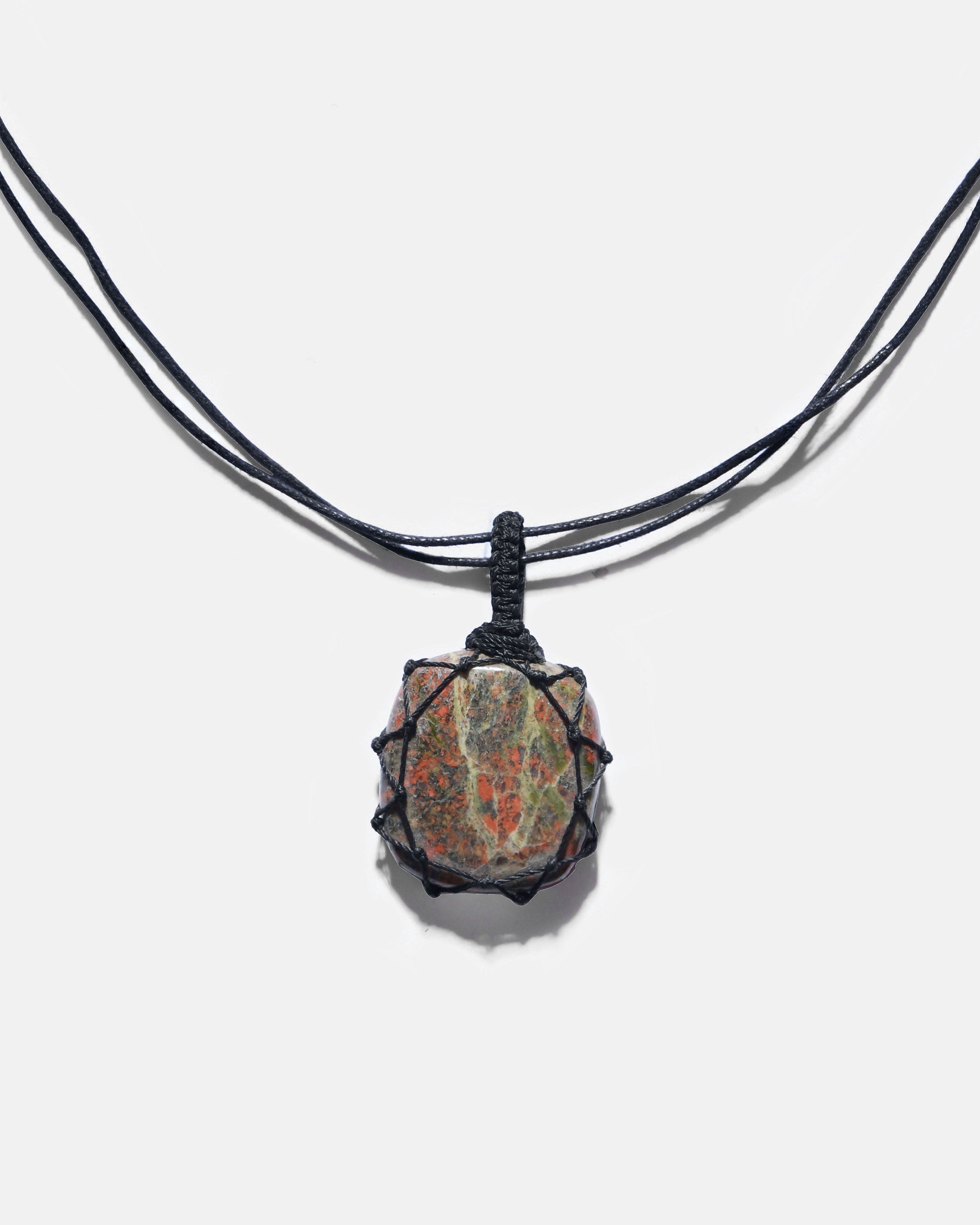 Unisex Crystal Capsule Necklaces / Unakite