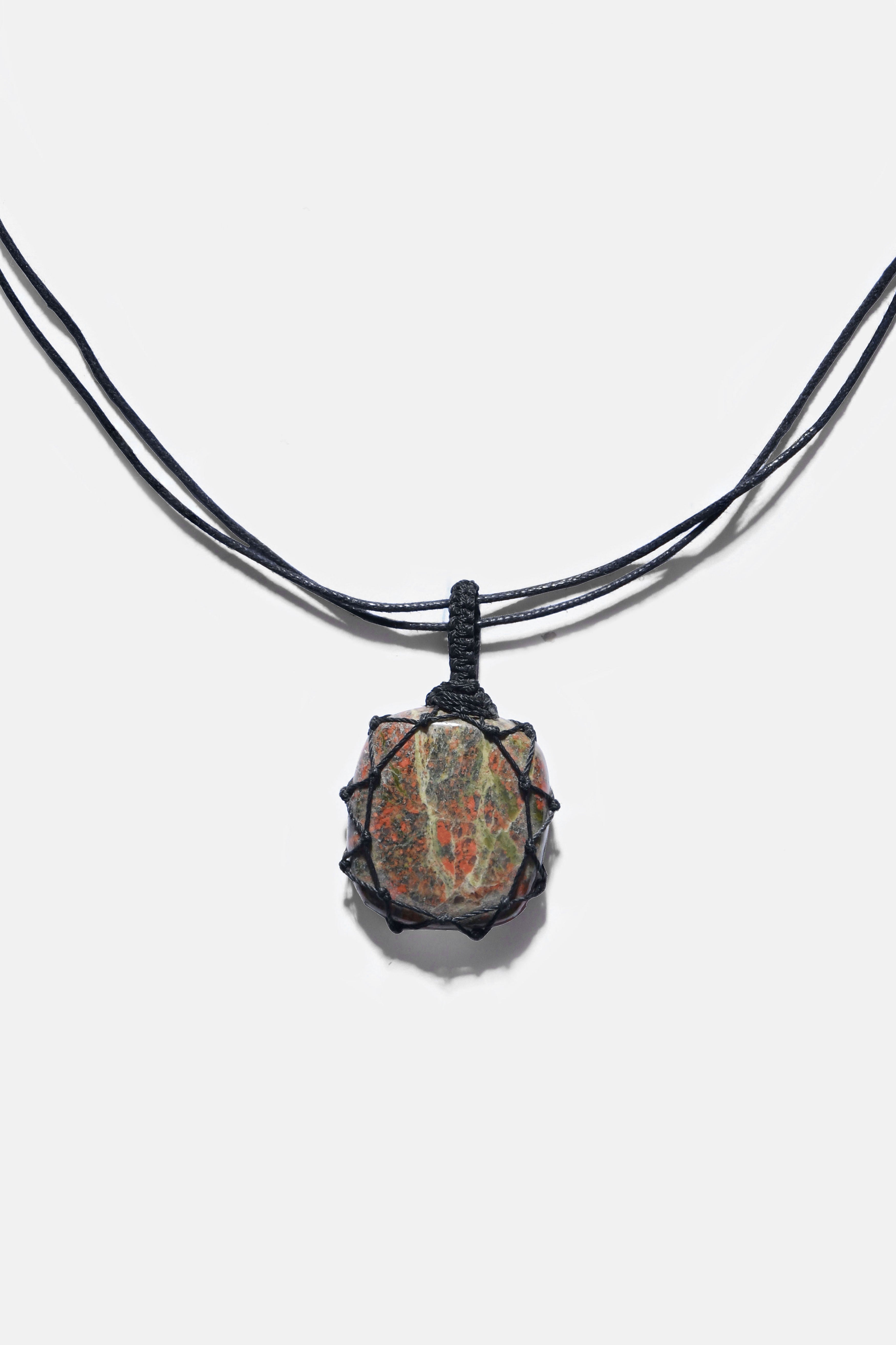 Unisex Crystal Capsule Necklaces / Unakite