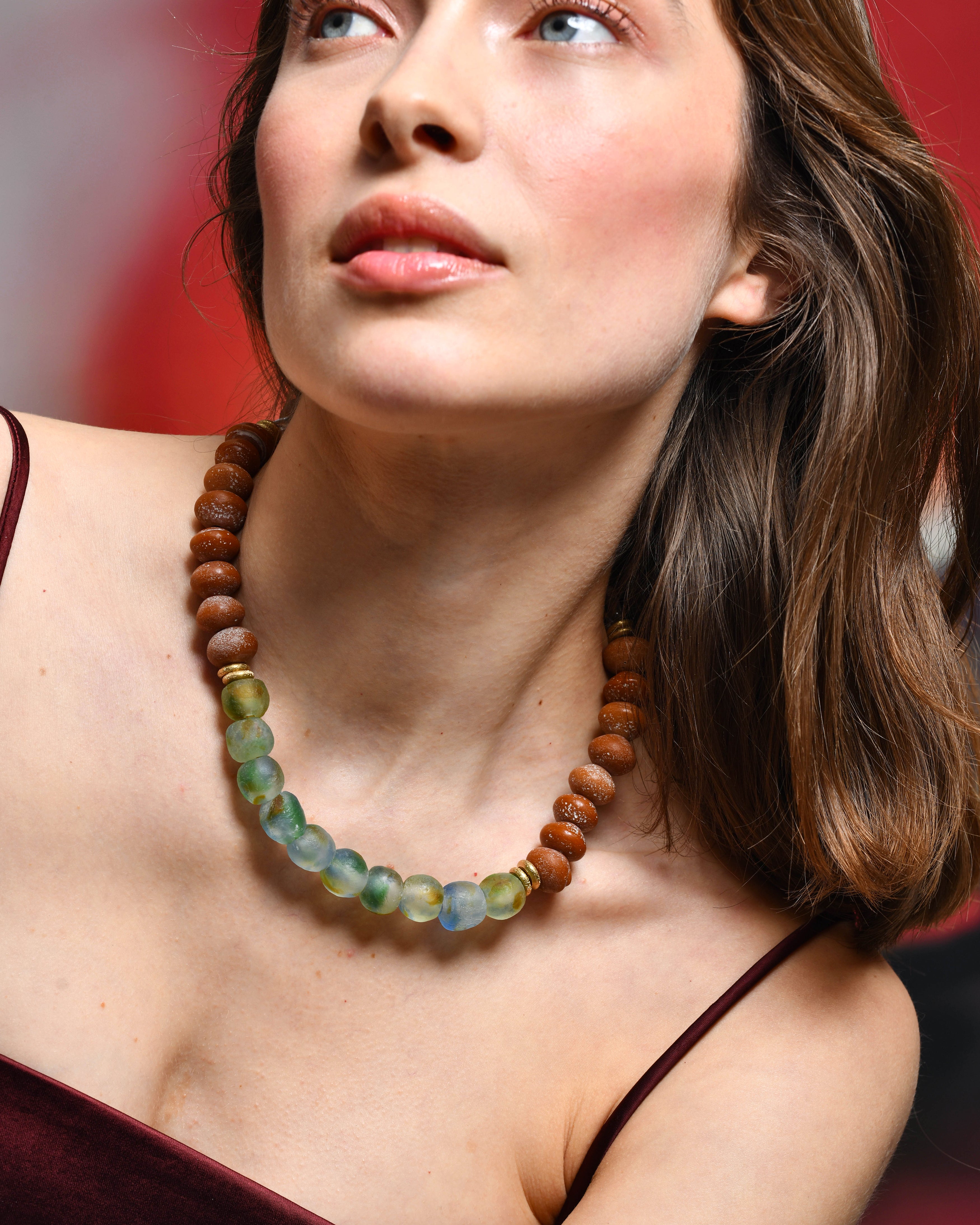FW25 Sprinkle in caramel and green necklace