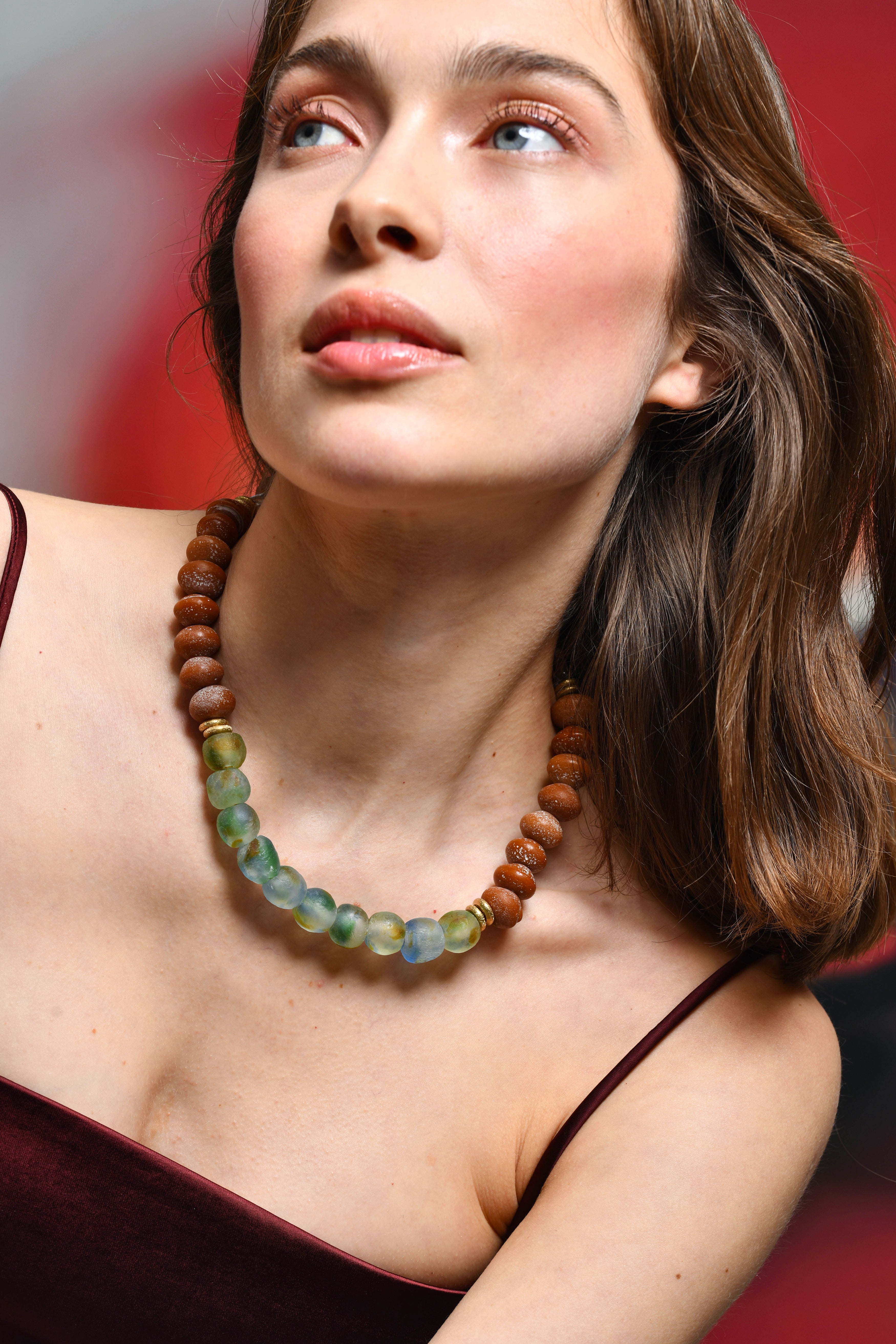 FW25 Sprinkle in caramel and green necklace