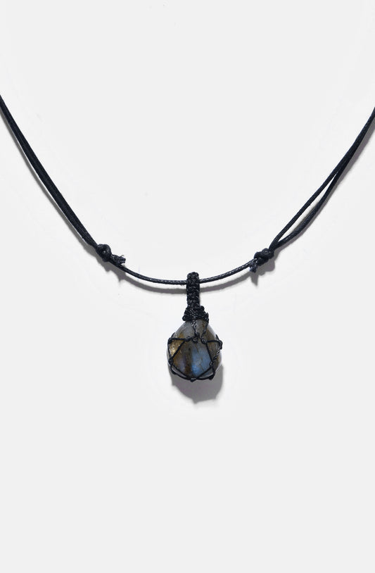 Unisex Crystal Capsule Necklaces / Labradorite